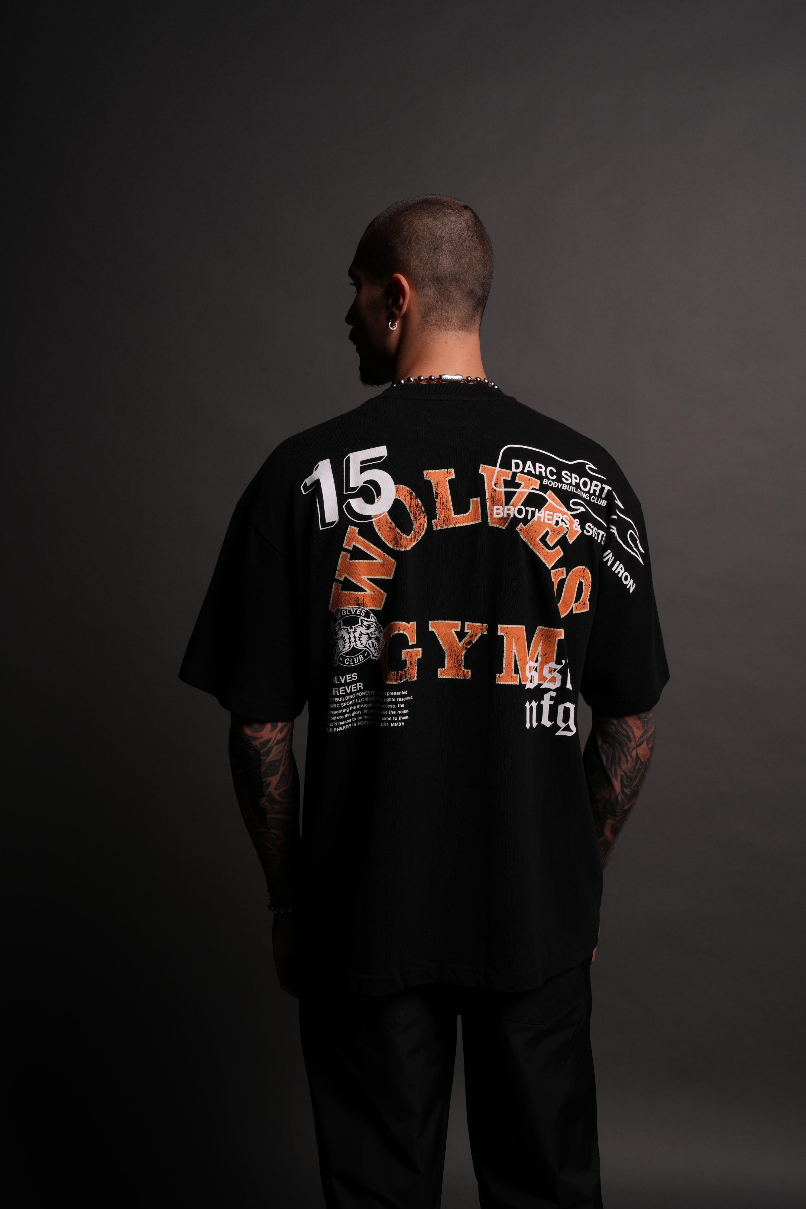 Wolves Gym V2 "Premium" Oversized Tee in Black