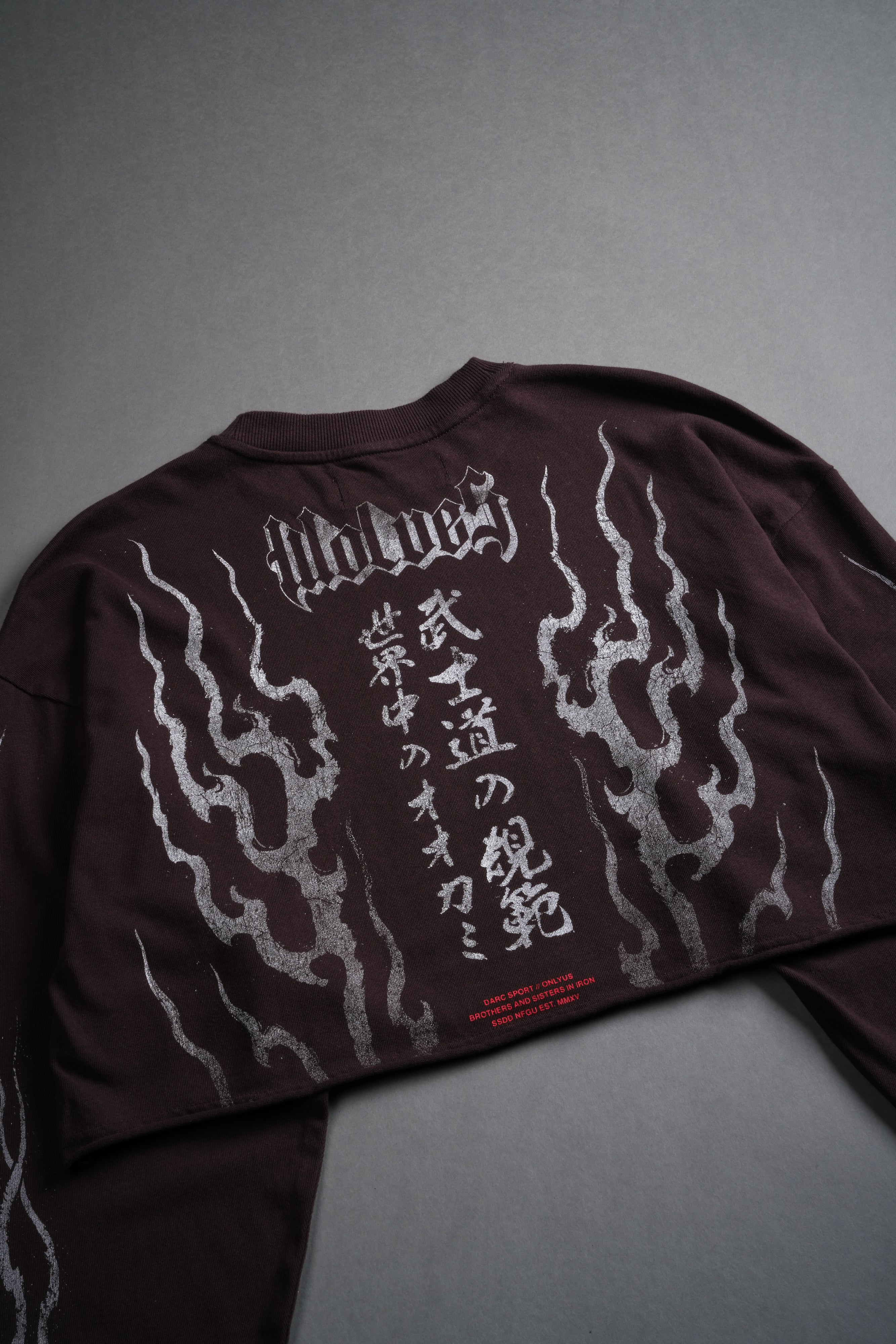 Darc Infernal "Premium" Oversized Cropped L/S Tee in Darc Garnet