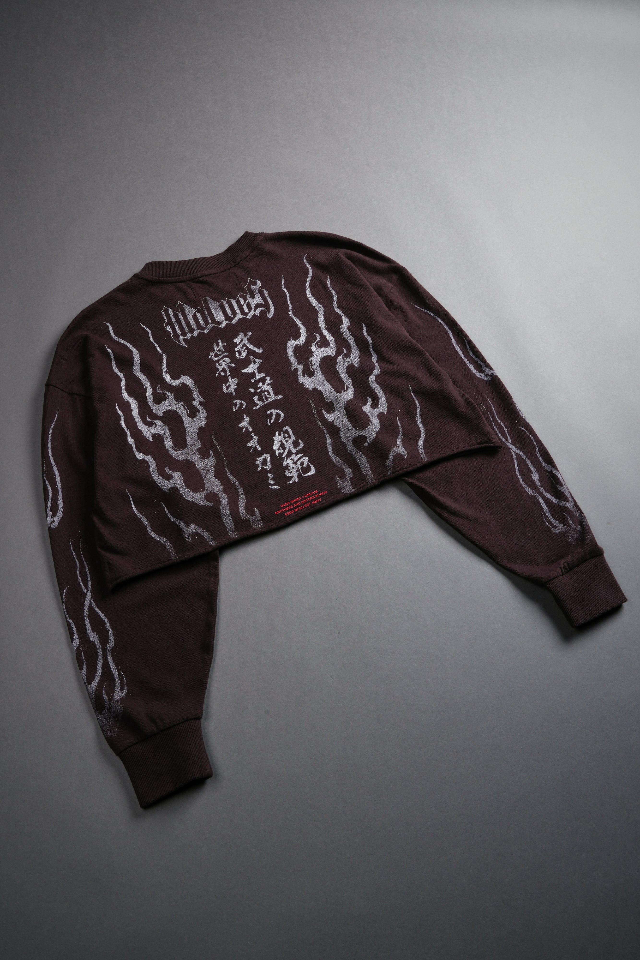 Darc Infernal "Premium" Oversized Cropped L/S Tee in Darc Garnet