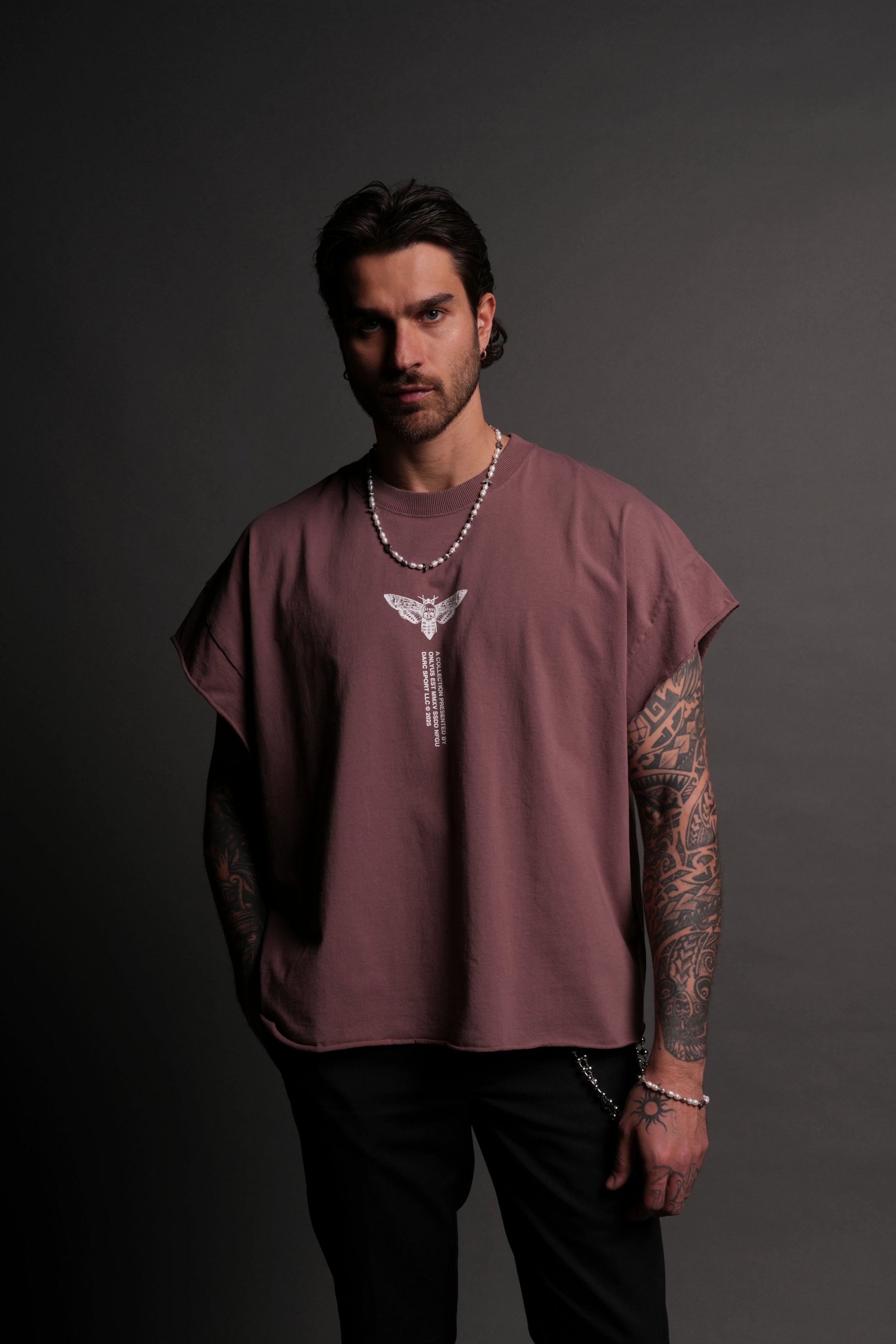 From The Top "Grunge" Cut Off Tee in Mauve