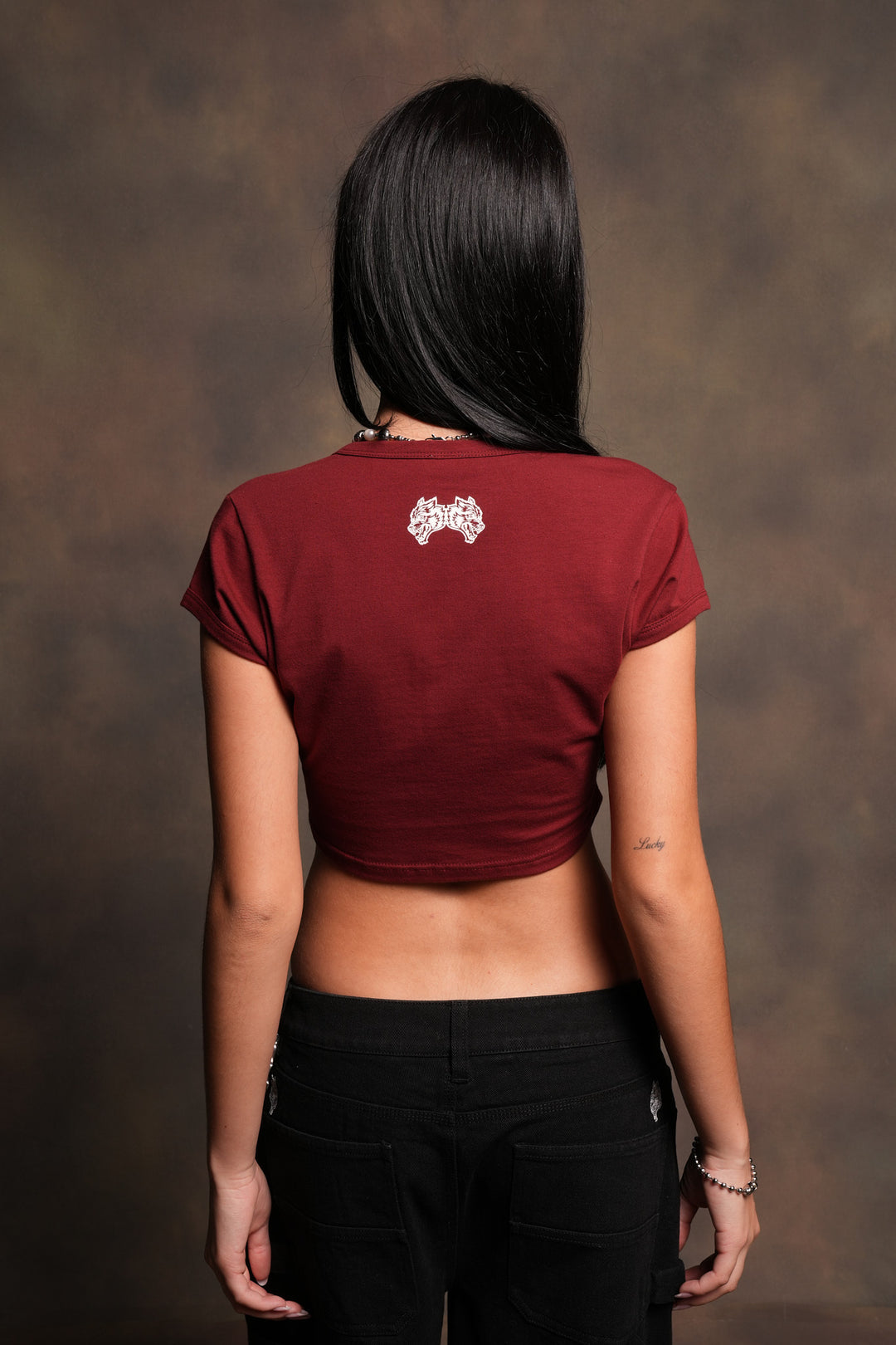 Holy Heart Josie Crop Baby Tee In Cherry Red