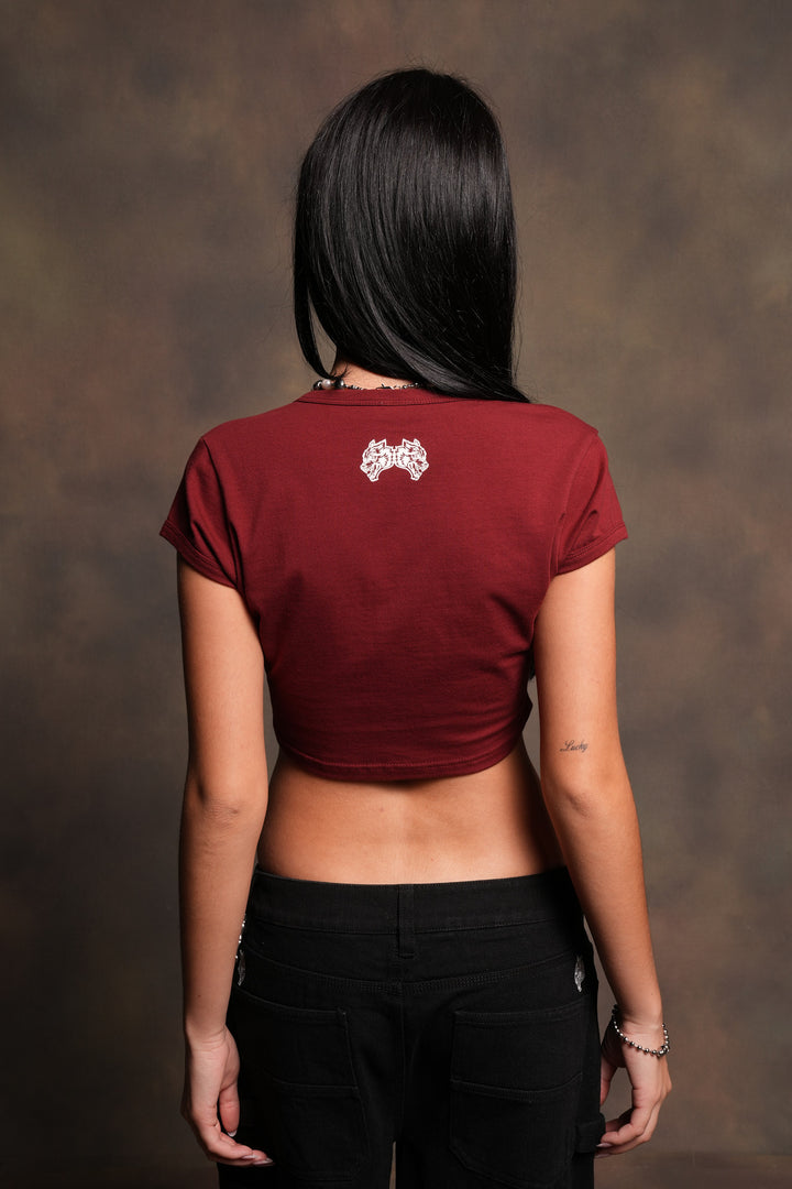 Holy Heart Josie Crop Baby Tee In Cherry Red