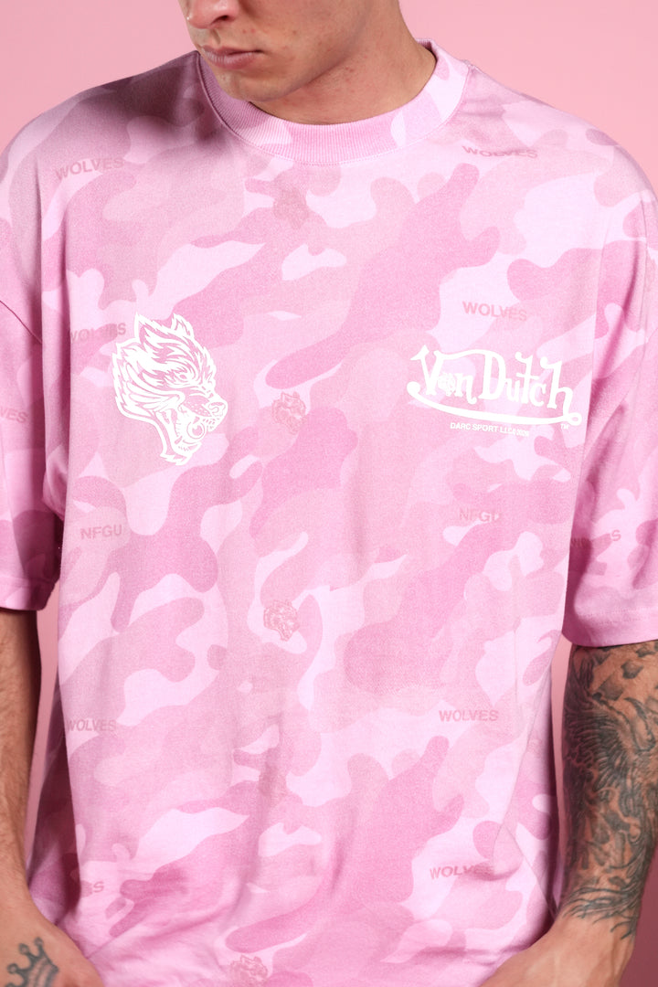 Von Wild V2 Premium Oversized Tee in Dsvd Bubblegum Camo