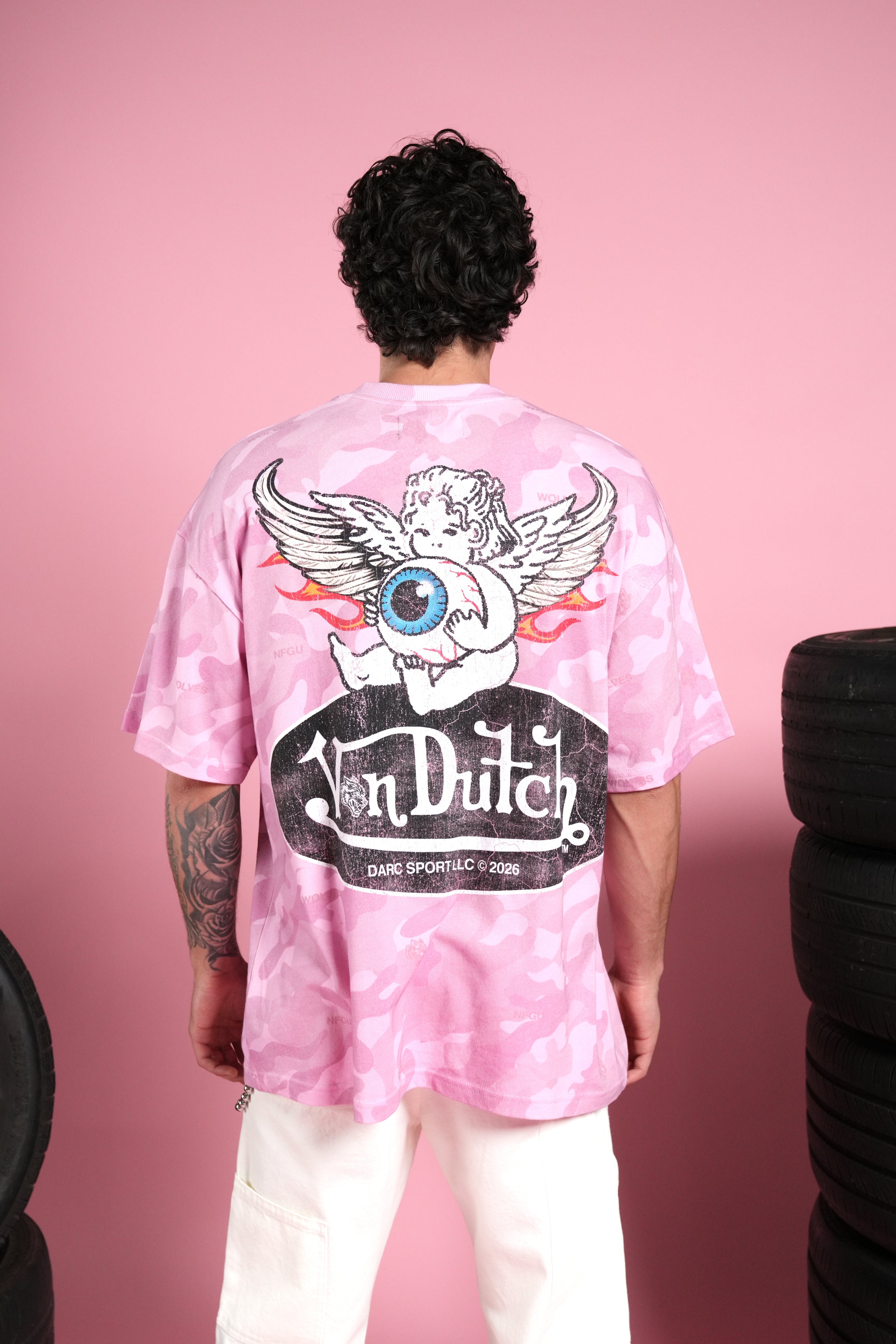 Von Wild V2 Premium Oversized Tee in Dsvd Bubblegum Camo