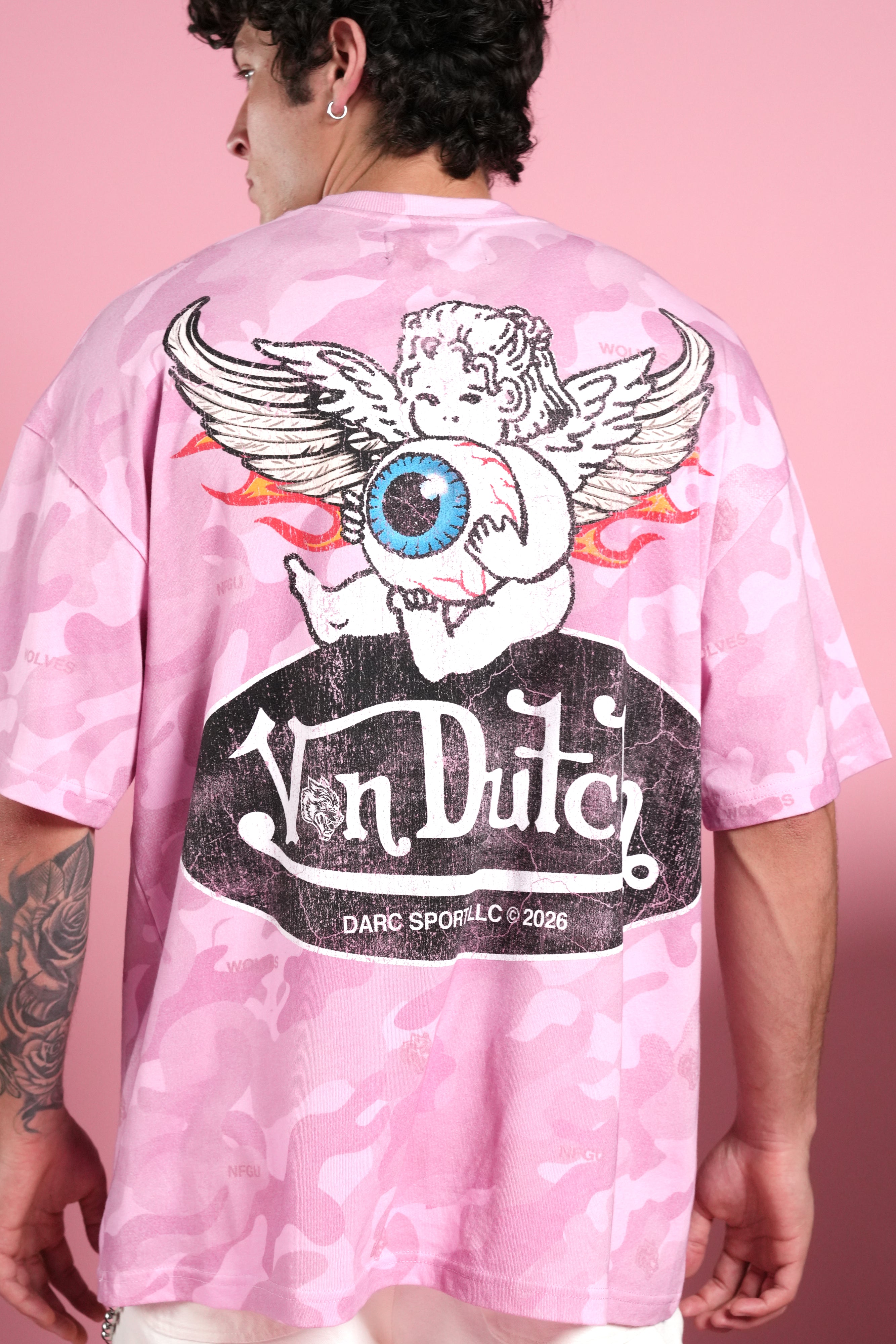 Von Wild V2 Premium Oversized Tee in Dsvd Bubblegum Camo