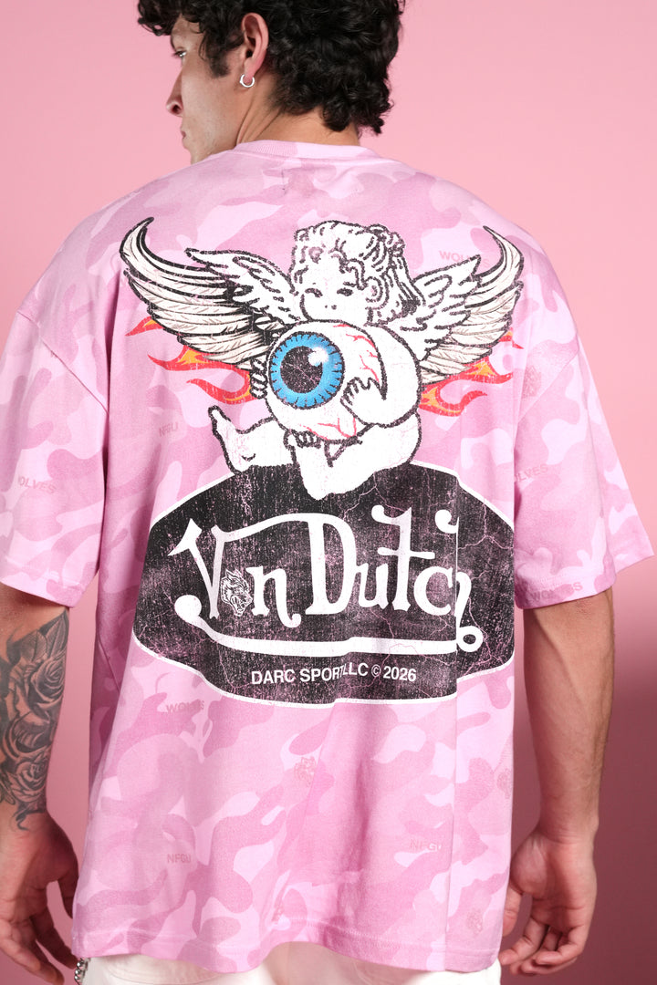 Von Wild V2 Premium Oversized Tee in Dsvd Bubblegum Camo