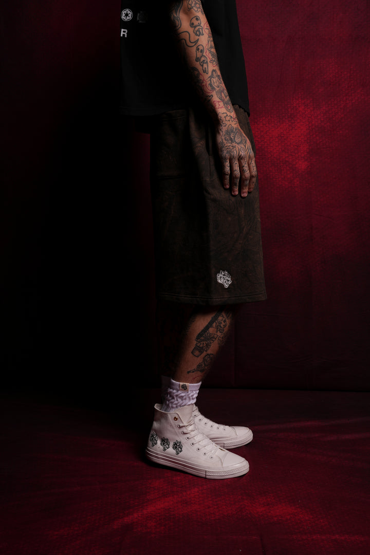 Dual Oversized Osiris Sweat Shorts in Brown Driftwood Forest Camo