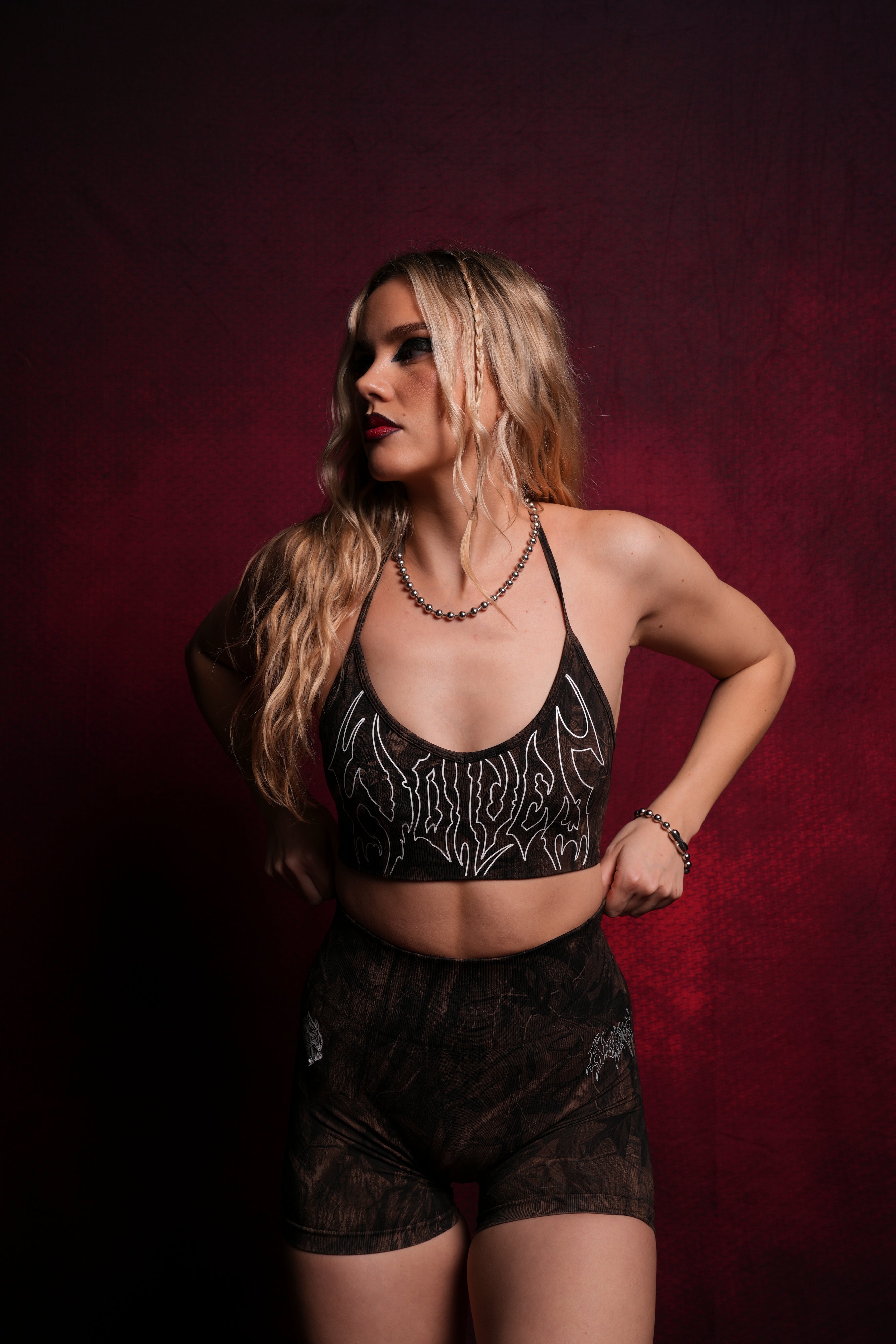 Hesh Forever "Everson Seamless" Sports Bra in Brown Driftwood Forest Camo