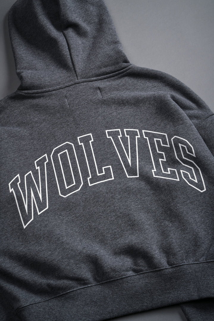 Powerhouse Wolves "Owen" (Cropped) Hoodie in Darc Heather Gray