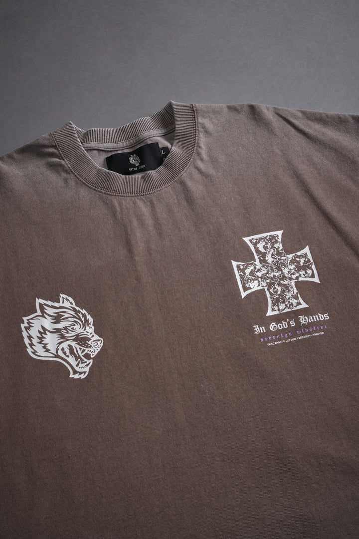 Iron Wolf Pack Grunge Cut-Off Tee in Mojave Brown