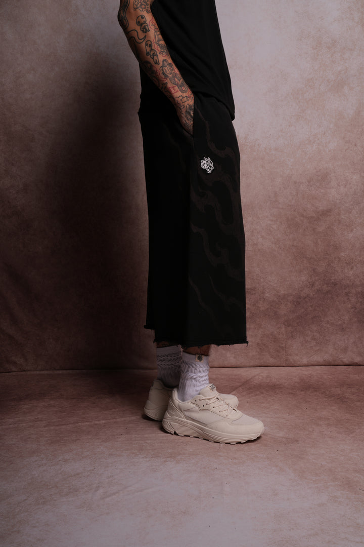 Darc Infernal Oversized Omen Cropped Sweat Pants in Black