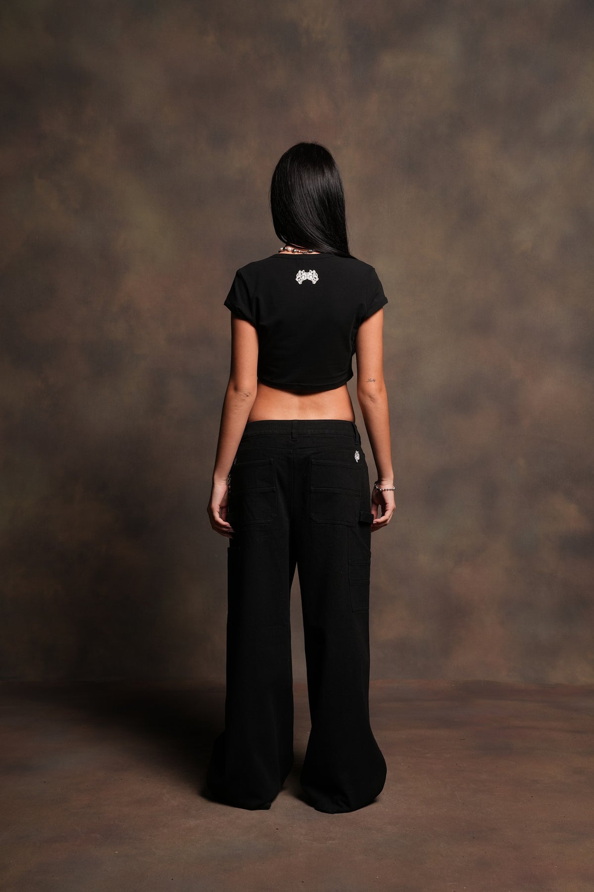 Holy Heart Josie Crop Baby Tee In Black