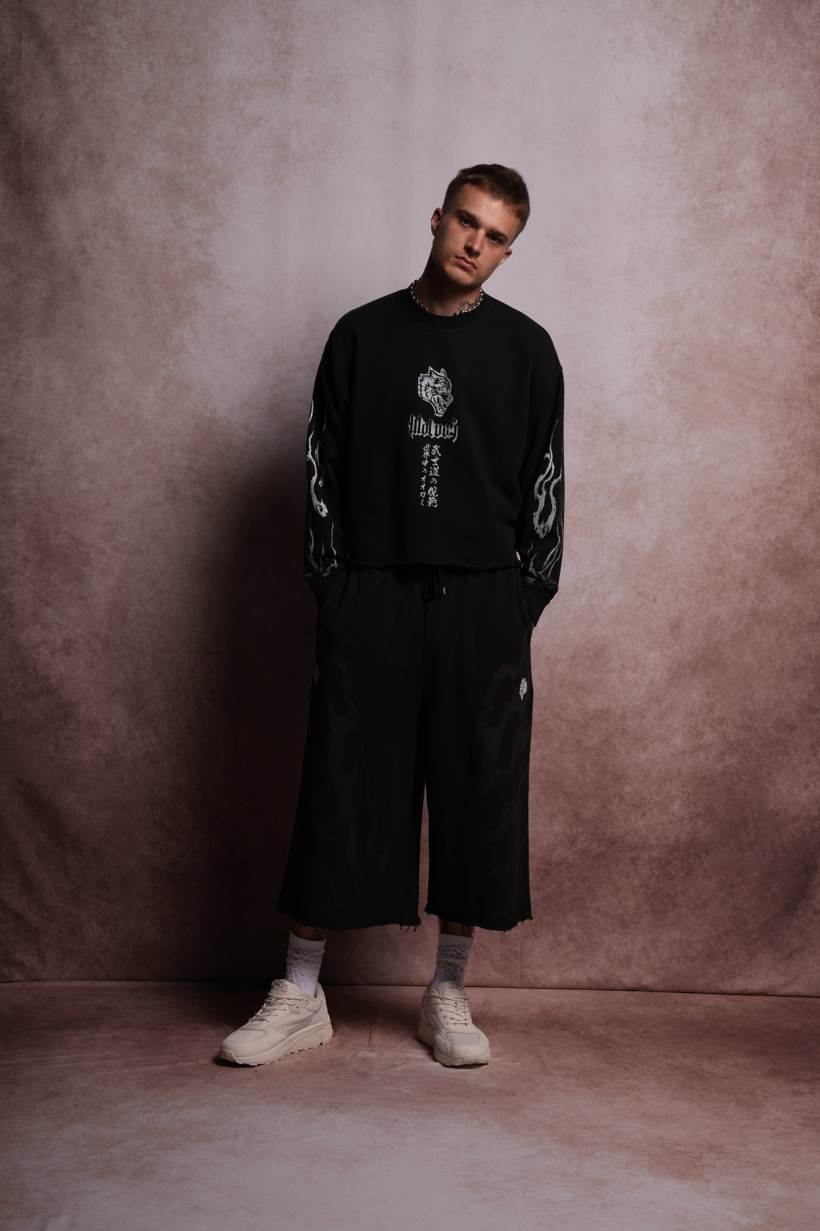 Darc Infernal Raw Hem "Box Cut" Crewneck in Black