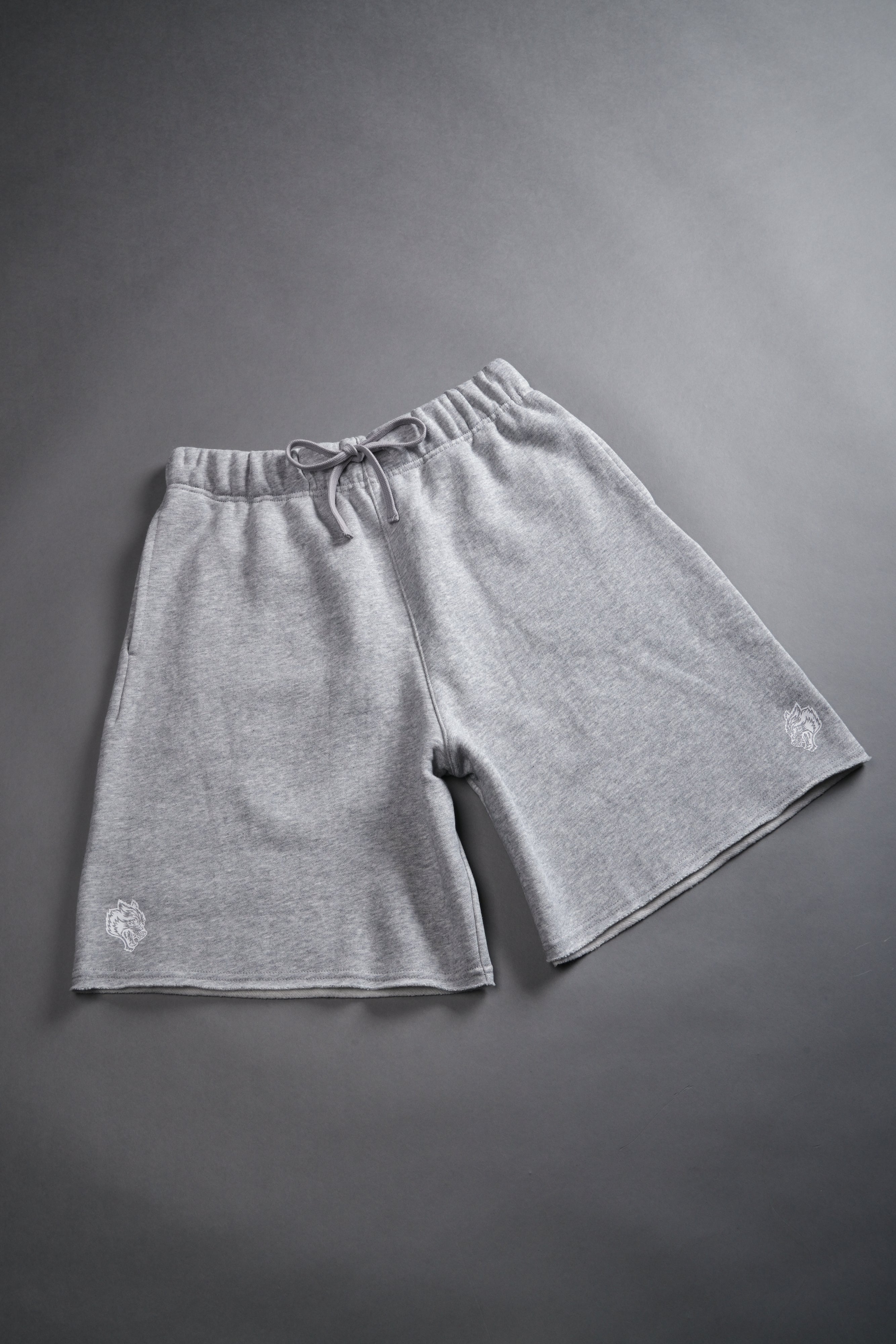 Dual Core Raw Hem Oversized Post Lounge Sweat Shorts in Light Athletic Gray