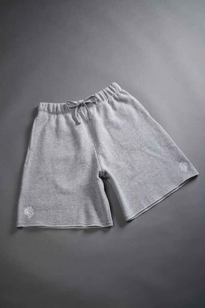 Dual Core Raw Hem Oversized Post Lounge Sweat Shorts in Light Athletic Gray