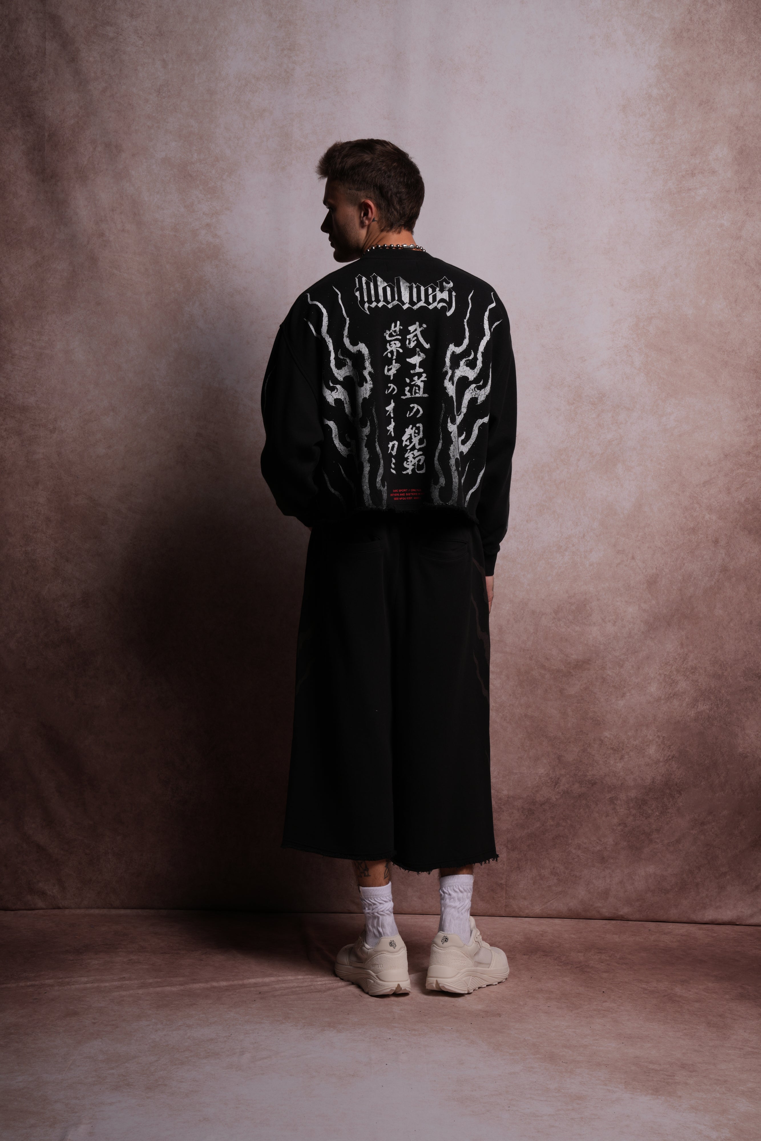 Darc Infernal Raw Hem "Box Cut" Crewneck in Black