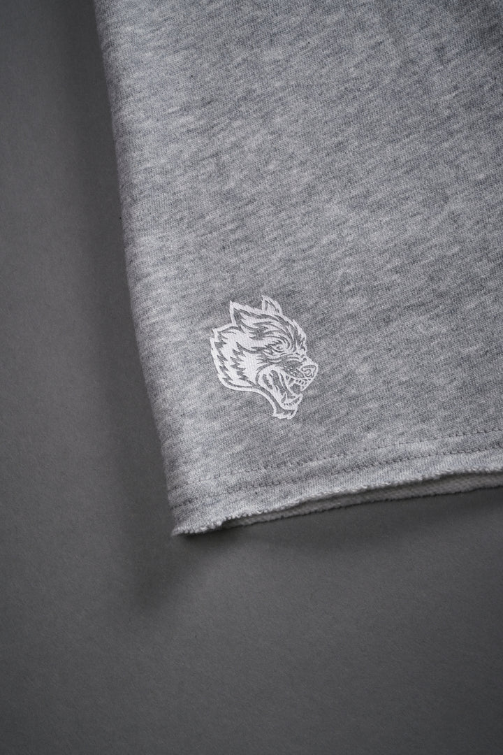 Dual Core Raw Hem Oversized Post Lounge Sweat Shorts in Light Athletic Gray