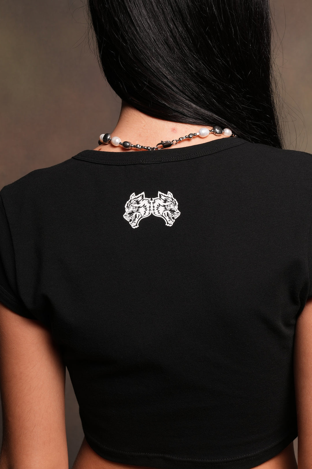 Holy Heart Josie Crop Baby Tee In Black
