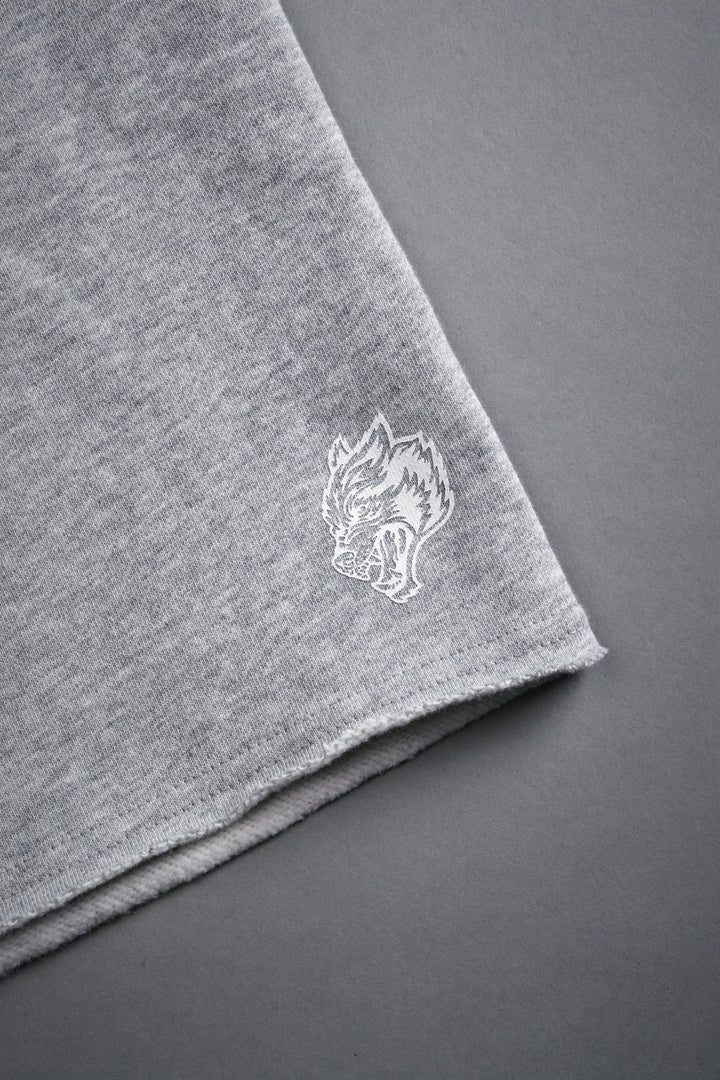 Dual Core Raw Hem Oversized Post Lounge Sweat Shorts in Light Athletic Gray