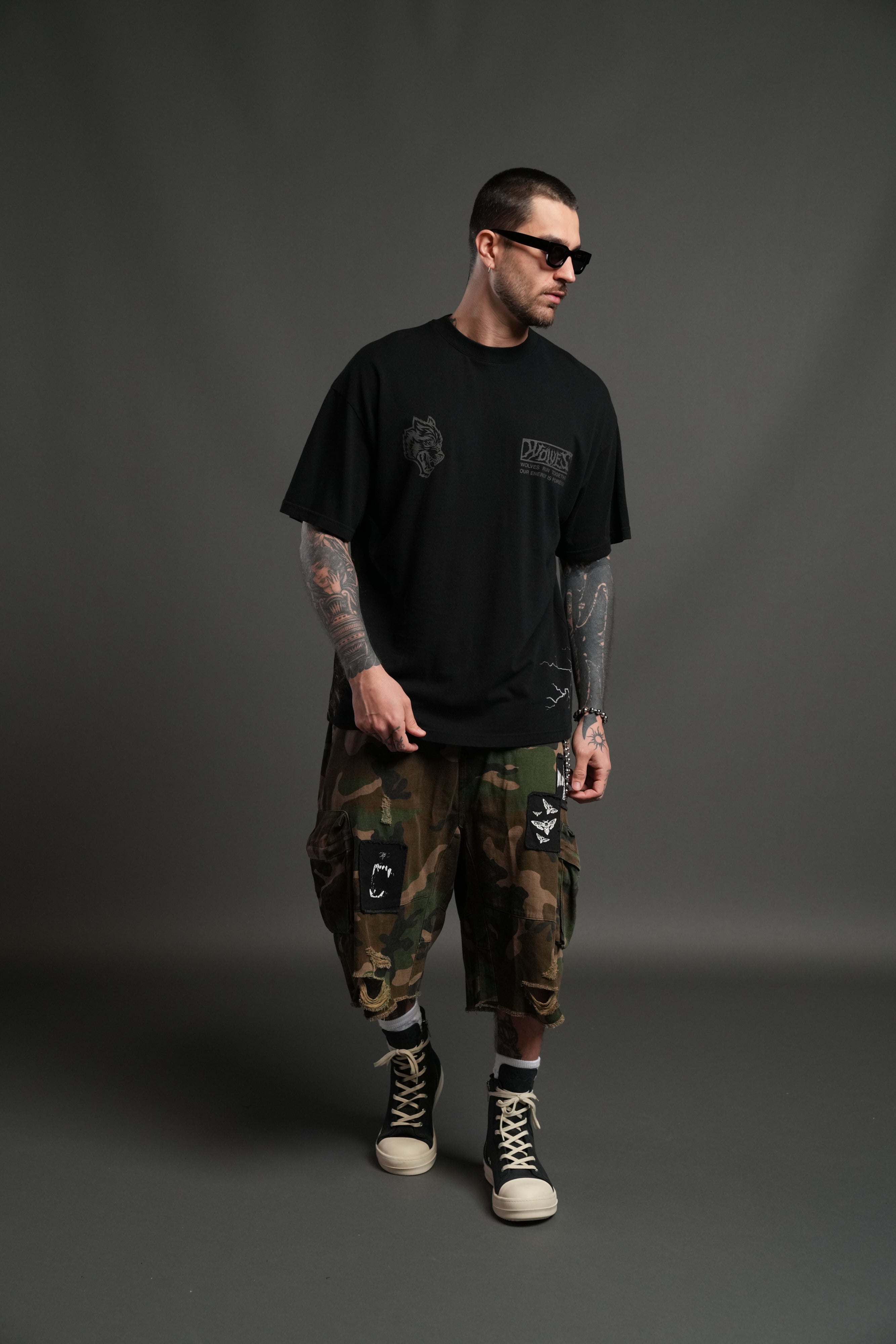 Darc M. Bison "Side By Side" Series Premium Oversized Tee in Black