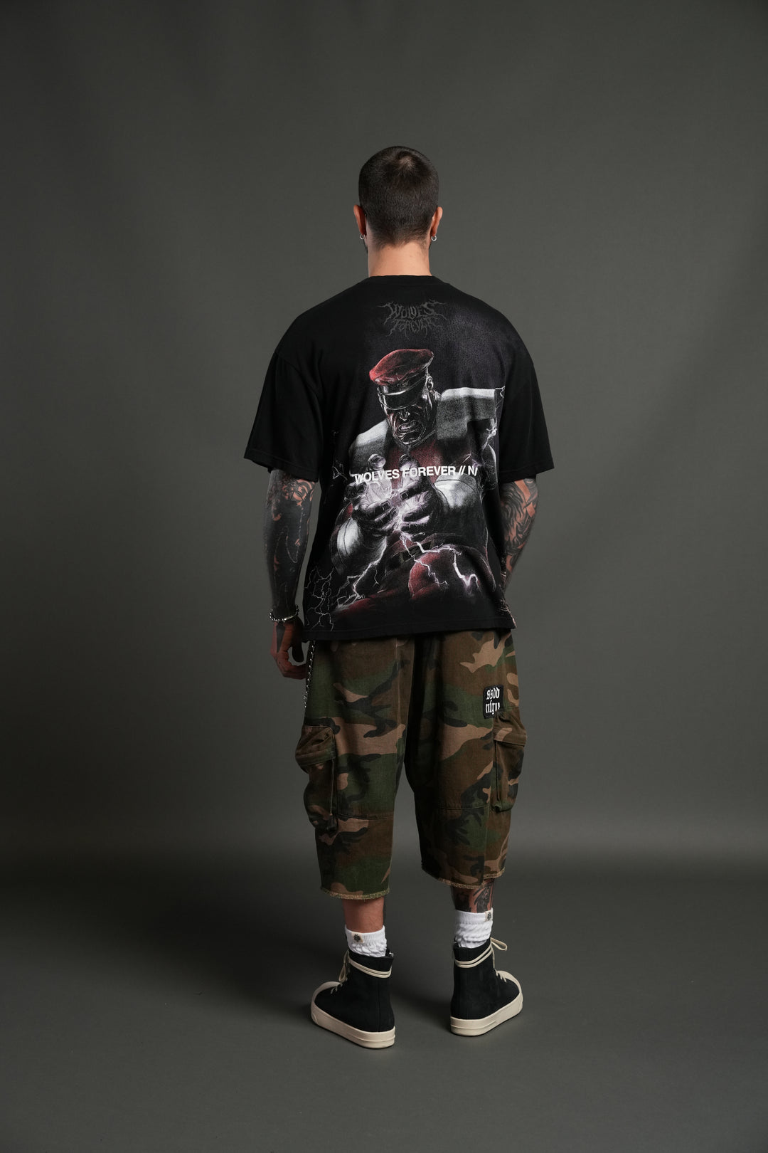 Darc M. Bison "Side By Side" Series Premium Oversized Tee in Black