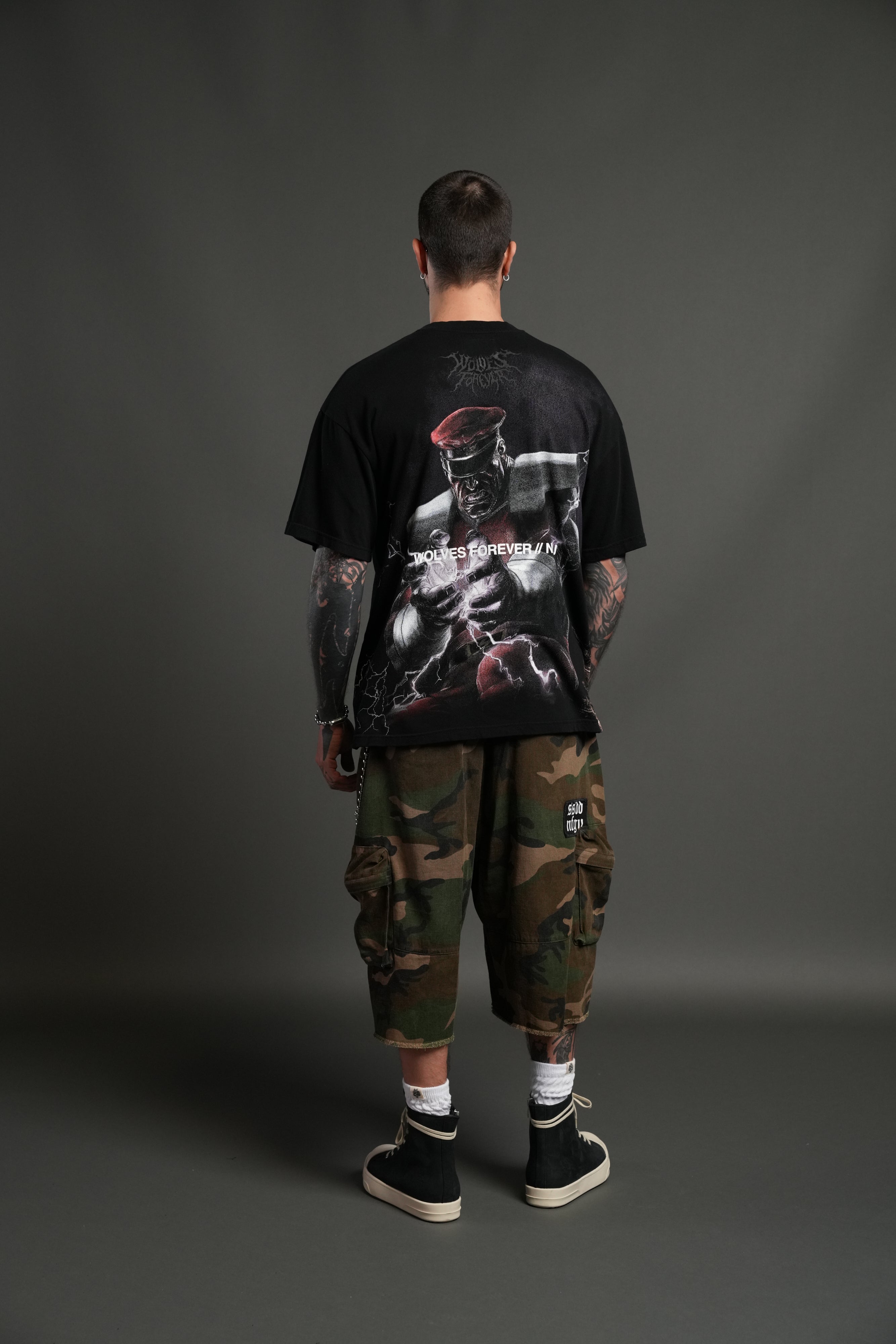 Darc M. Bison "Side By Side" Series Premium Oversized Tee in Black