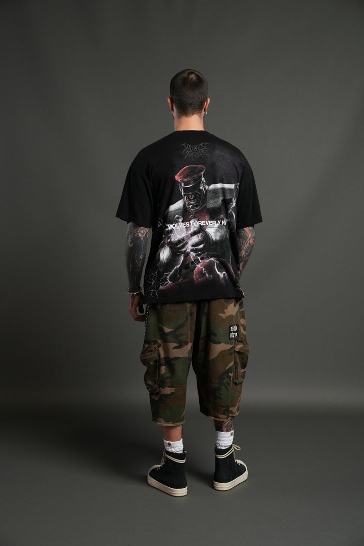 Darc M. Bison "Side By Side" Series Premium Oversized Tee in Black