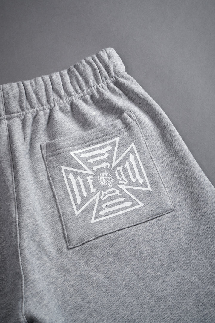 Dual Core Raw Hem Oversized Post Lounge Sweat Shorts in Light Athletic Gray
