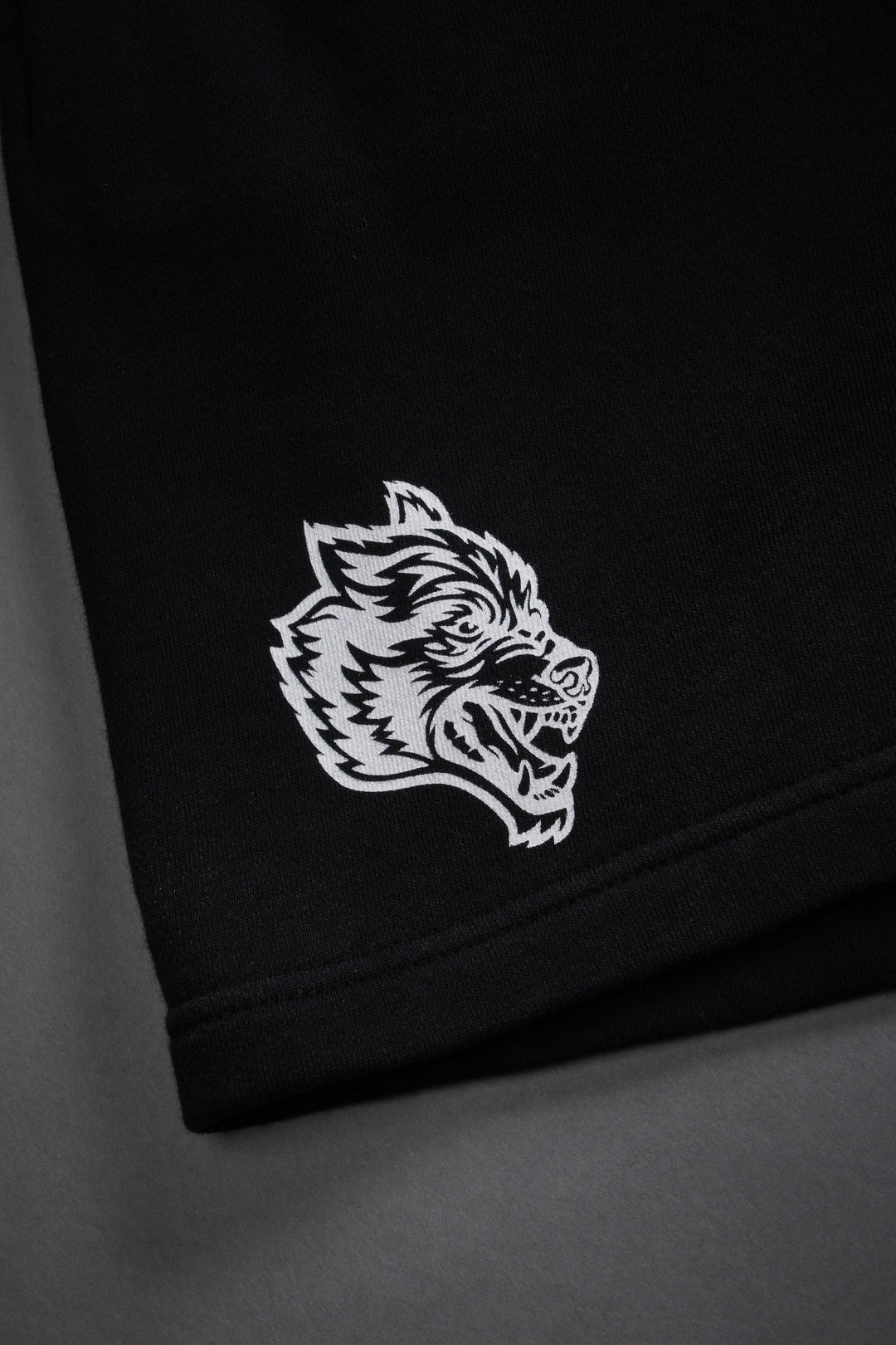 Studded Midnight Wolves Oversized Post Lounge Sweat Shorts in Black Drift Wash