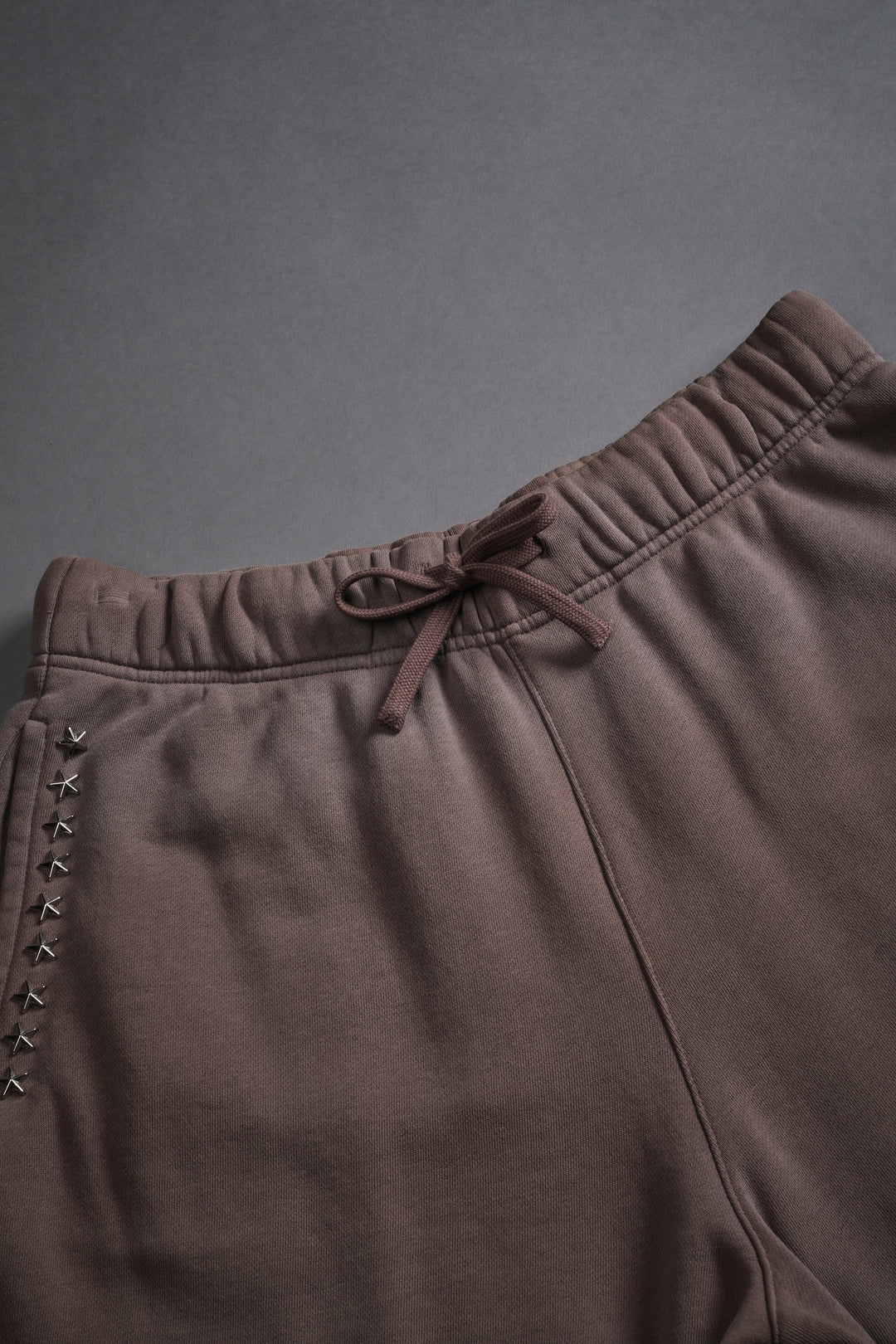 Studded Midnight Wolves Oversized Post Lounge Sweat Shorts in Mojave Brown Drift Wash