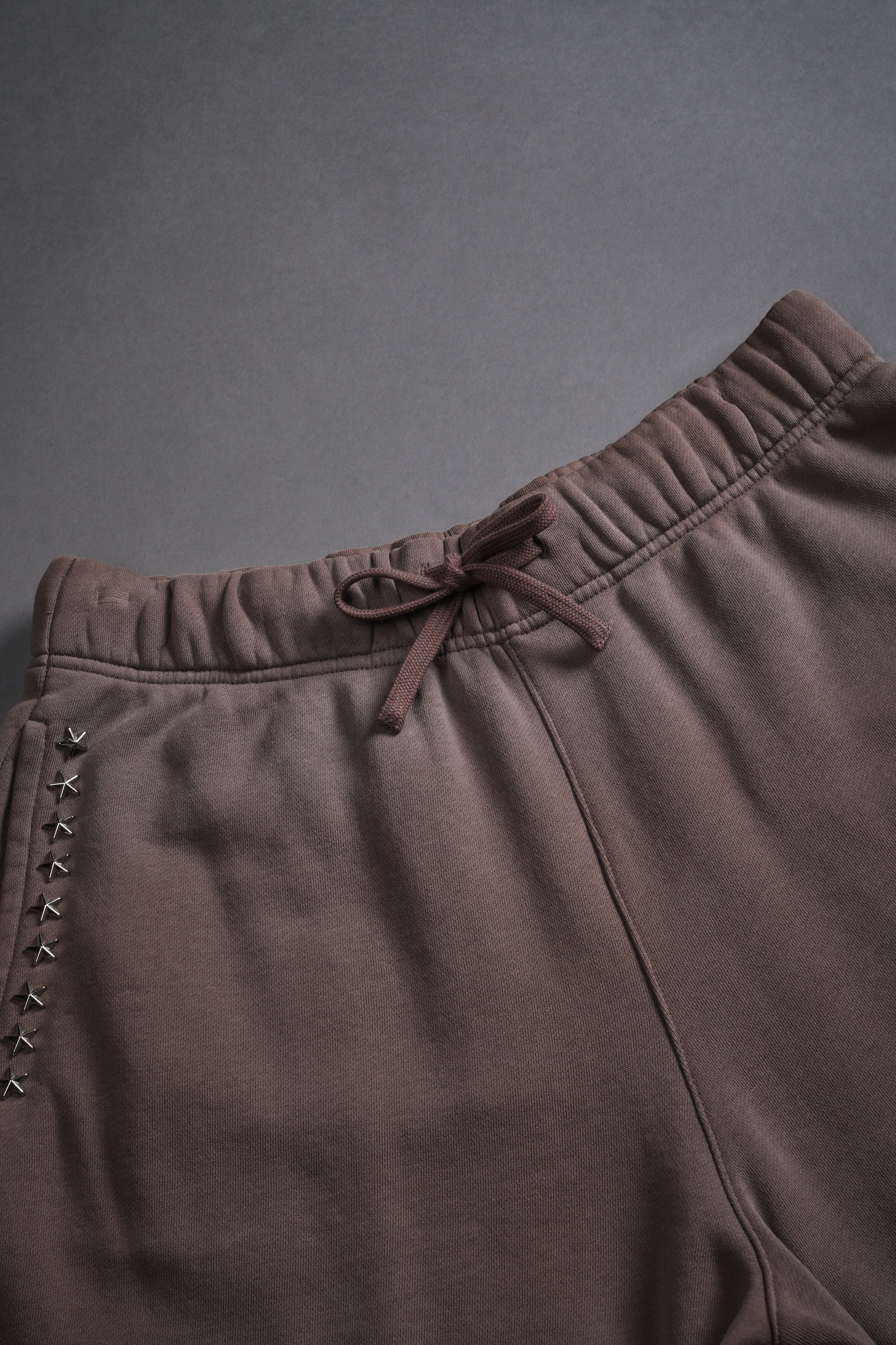 Studded Midnight Wolves Oversized Post Lounge Sweat Shorts in Mojave Brown Drift Wash