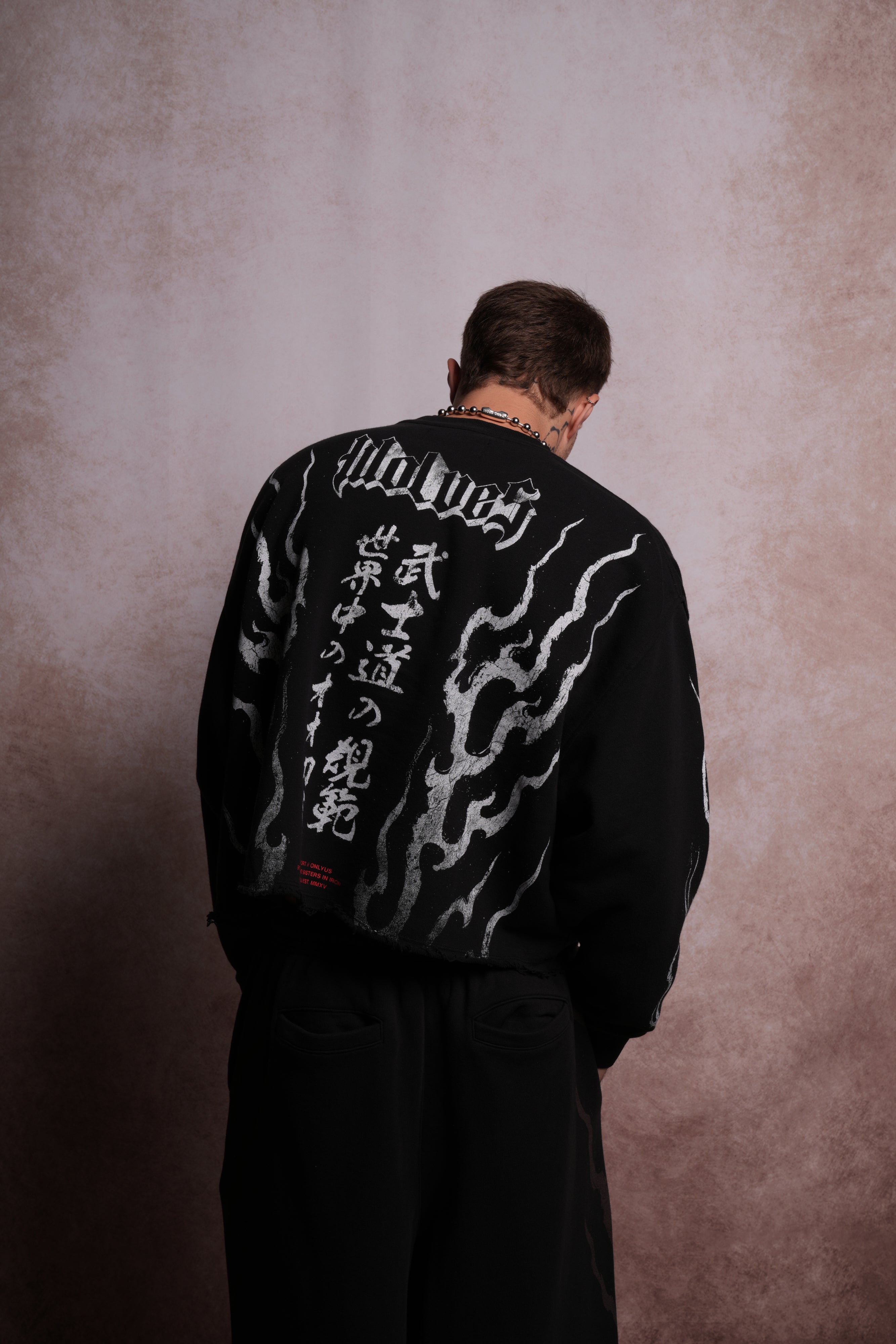 Darc Infernal Raw Hem "Box Cut" Crewneck in Black