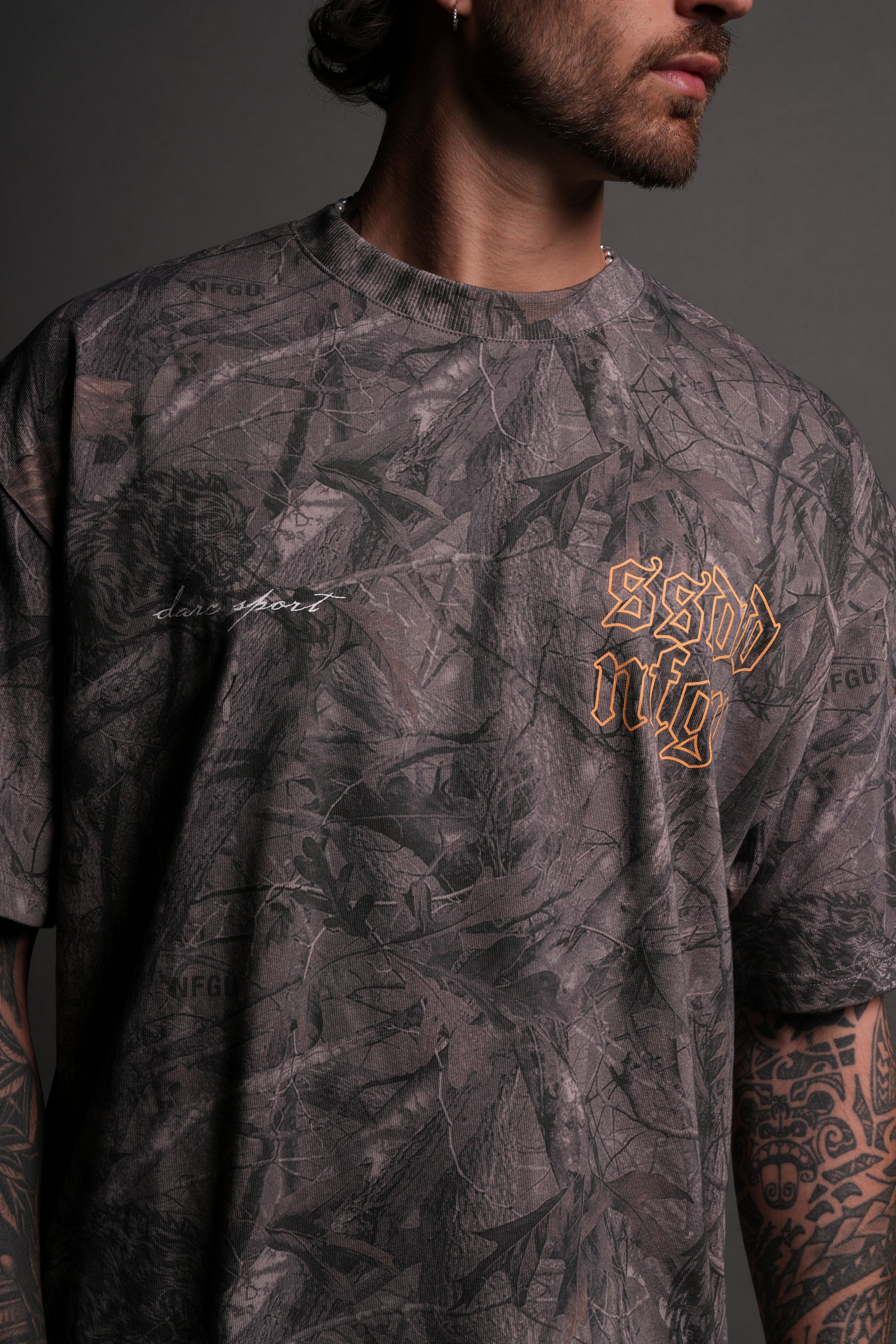 New Beginnings "Premium" Oversized Tee in Driftwood Wolf Forest Camo