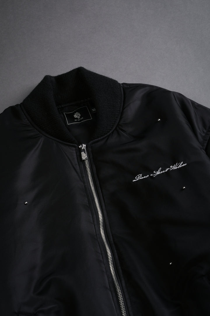 Studded Darc Sport Wolves Remy Bomber Jacket in Black