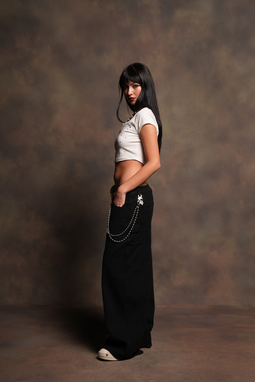 Dual Wolf Wide Leg Carpenter Denim In Black