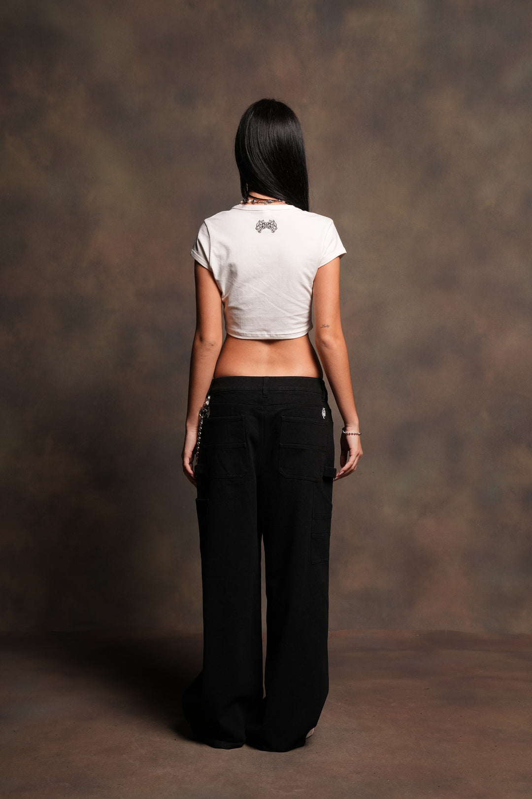 Dual Wolf Wide Leg Carpenter Denim In Black