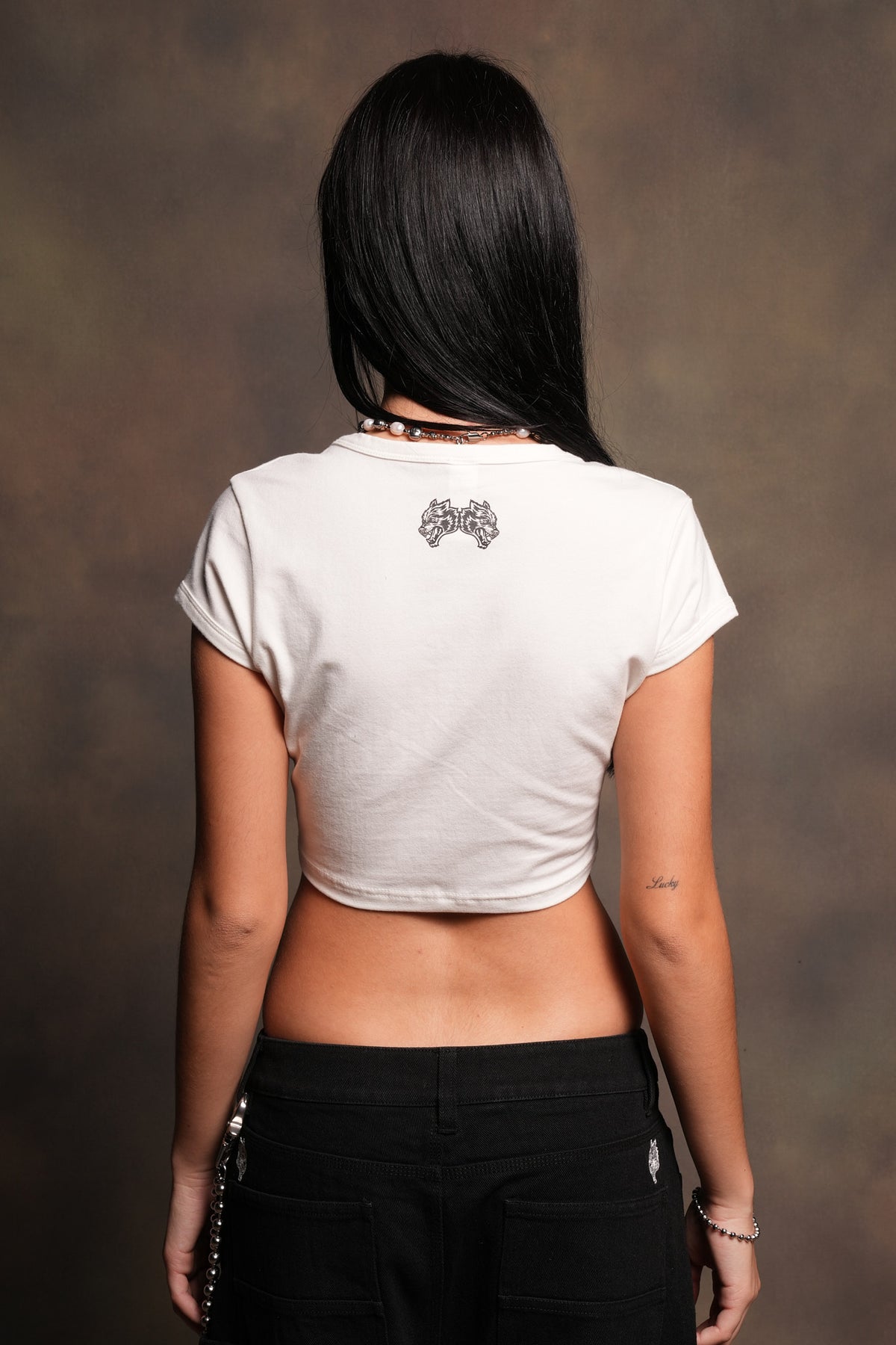 Holy Heart Josie Crop Baby Tee In Cream