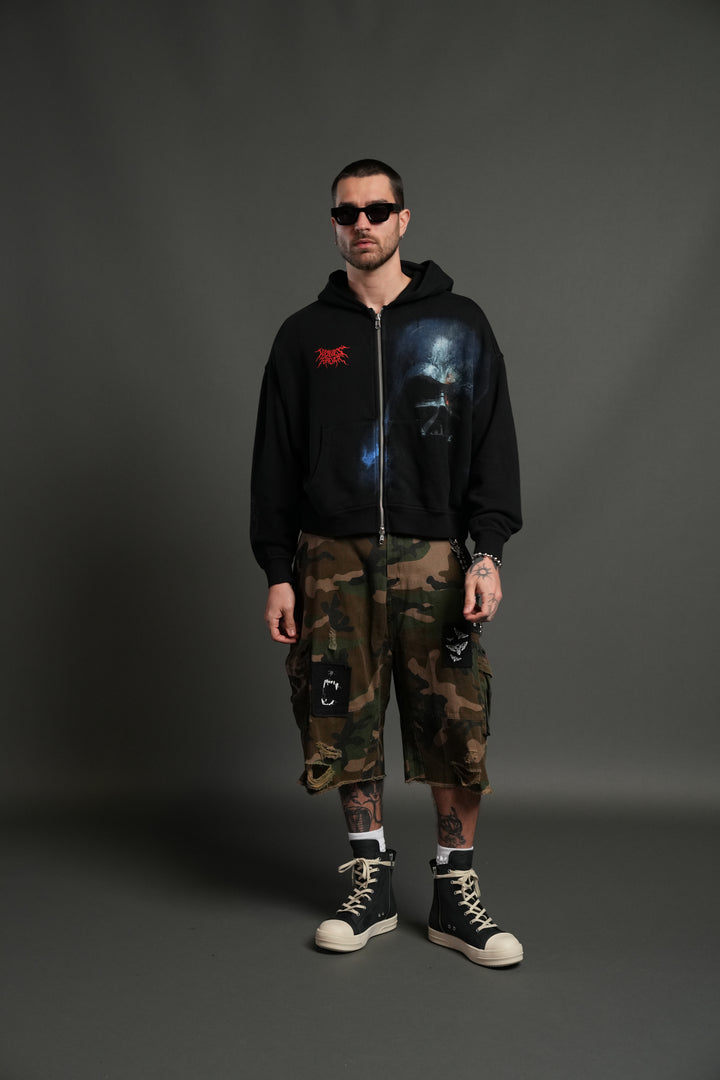 Vader Vex Double Zip Hoodie in Black