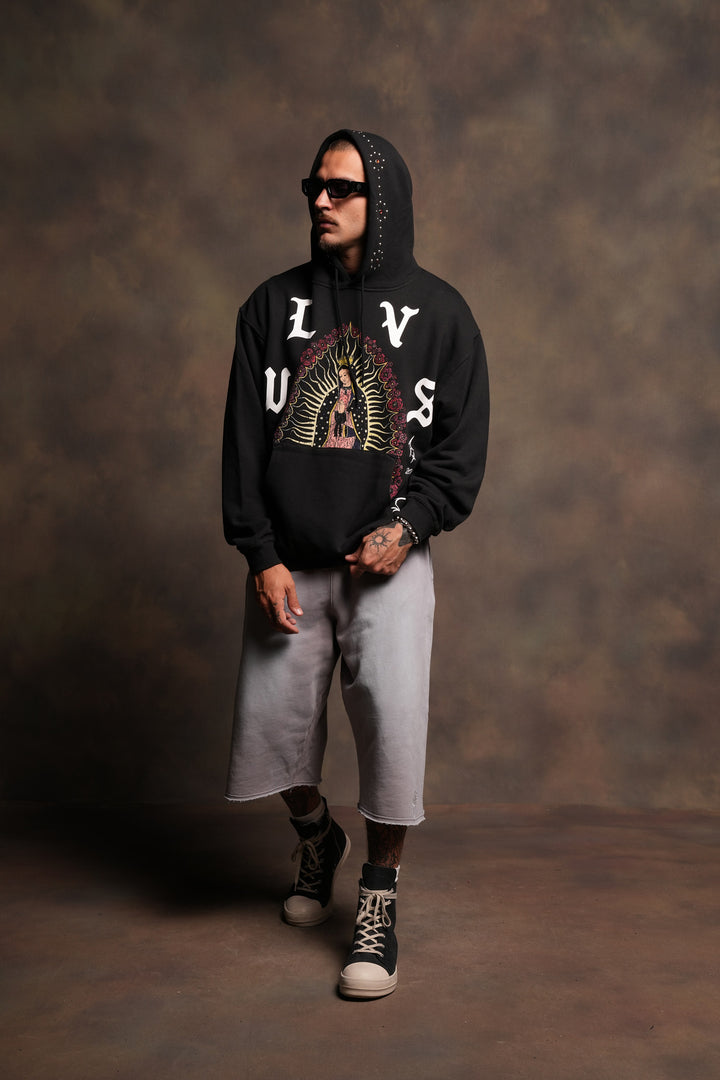 Dama De Las Rosas Bishop Hoodie In Black