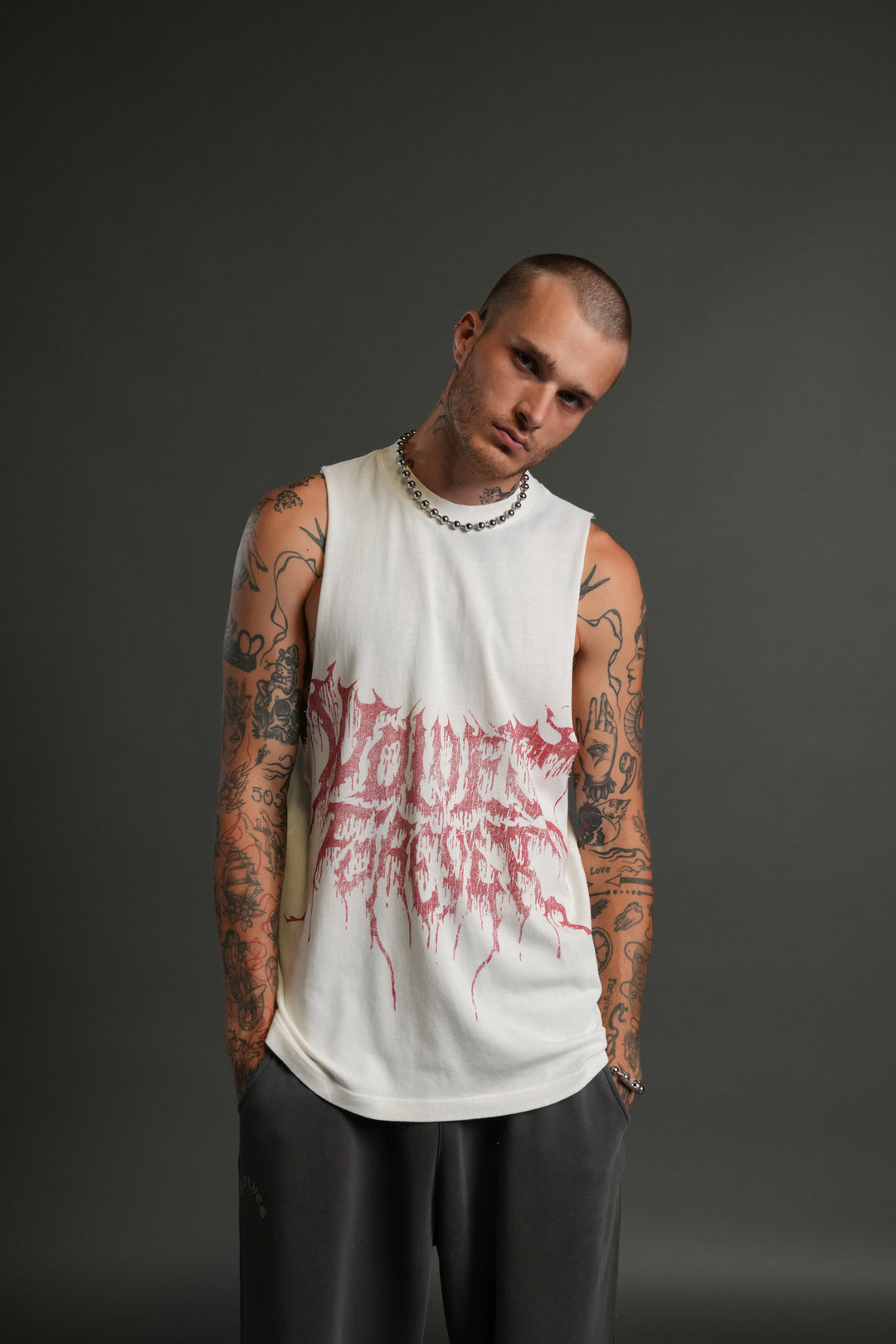 Drip Hesh "Tommy" Muscle Tee in Cream