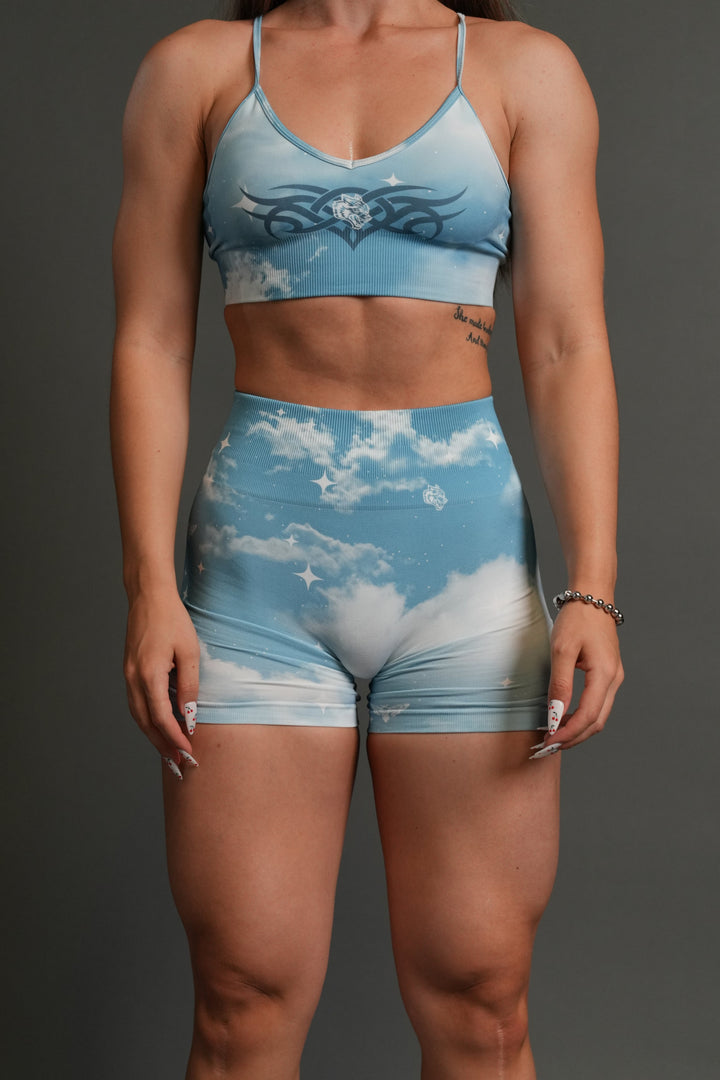 Dual Finite Code Everson Seamless "Training" Shorts in Greek Stone Starry Sky