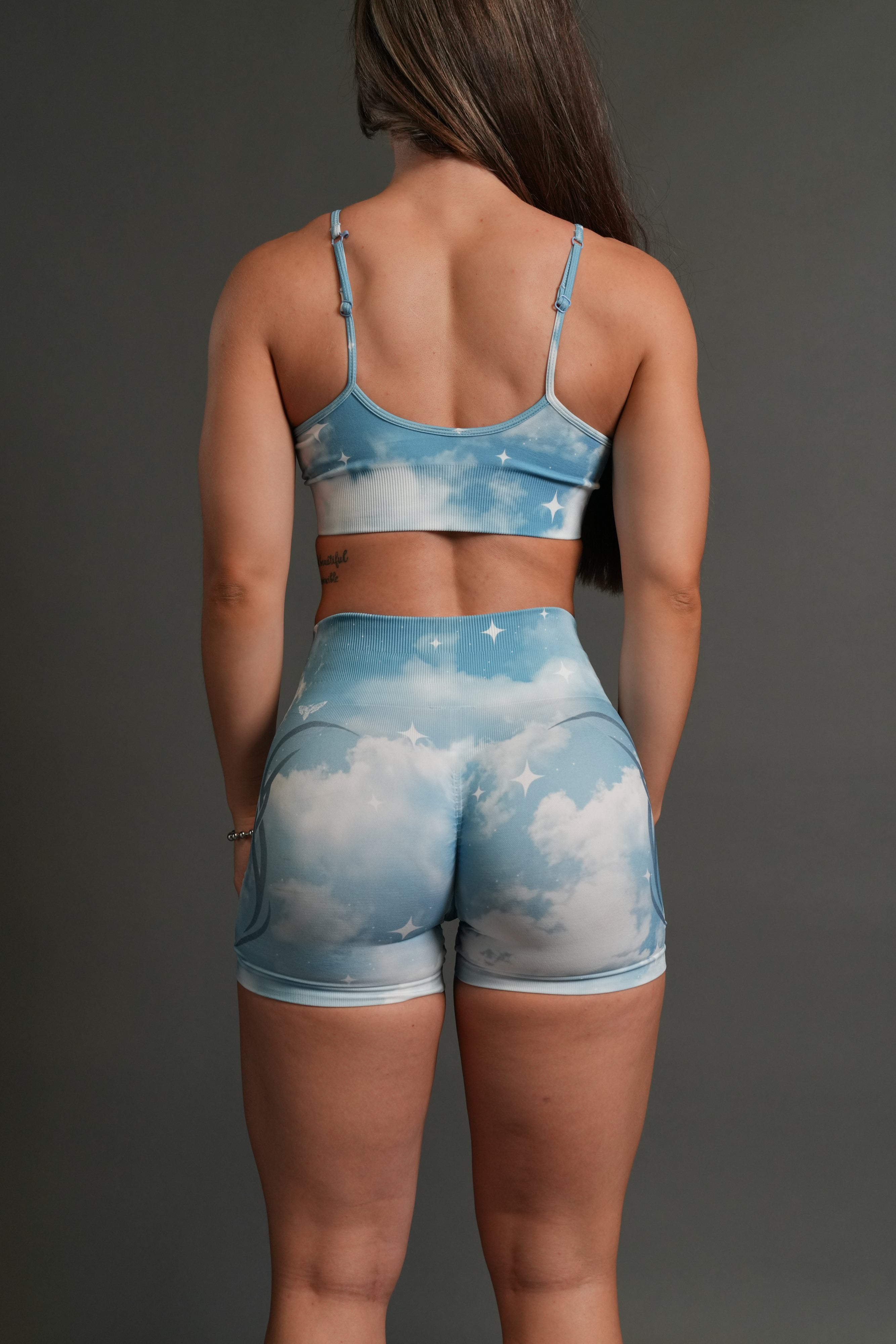 Dual Finite Code Everson Seamless "Training" Shorts in Greek Stone Starry Sky