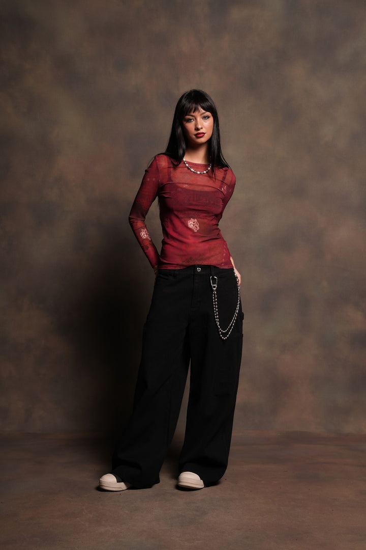Devocion Eterna Shea Mesh Ls Top In Sacred Sorrow