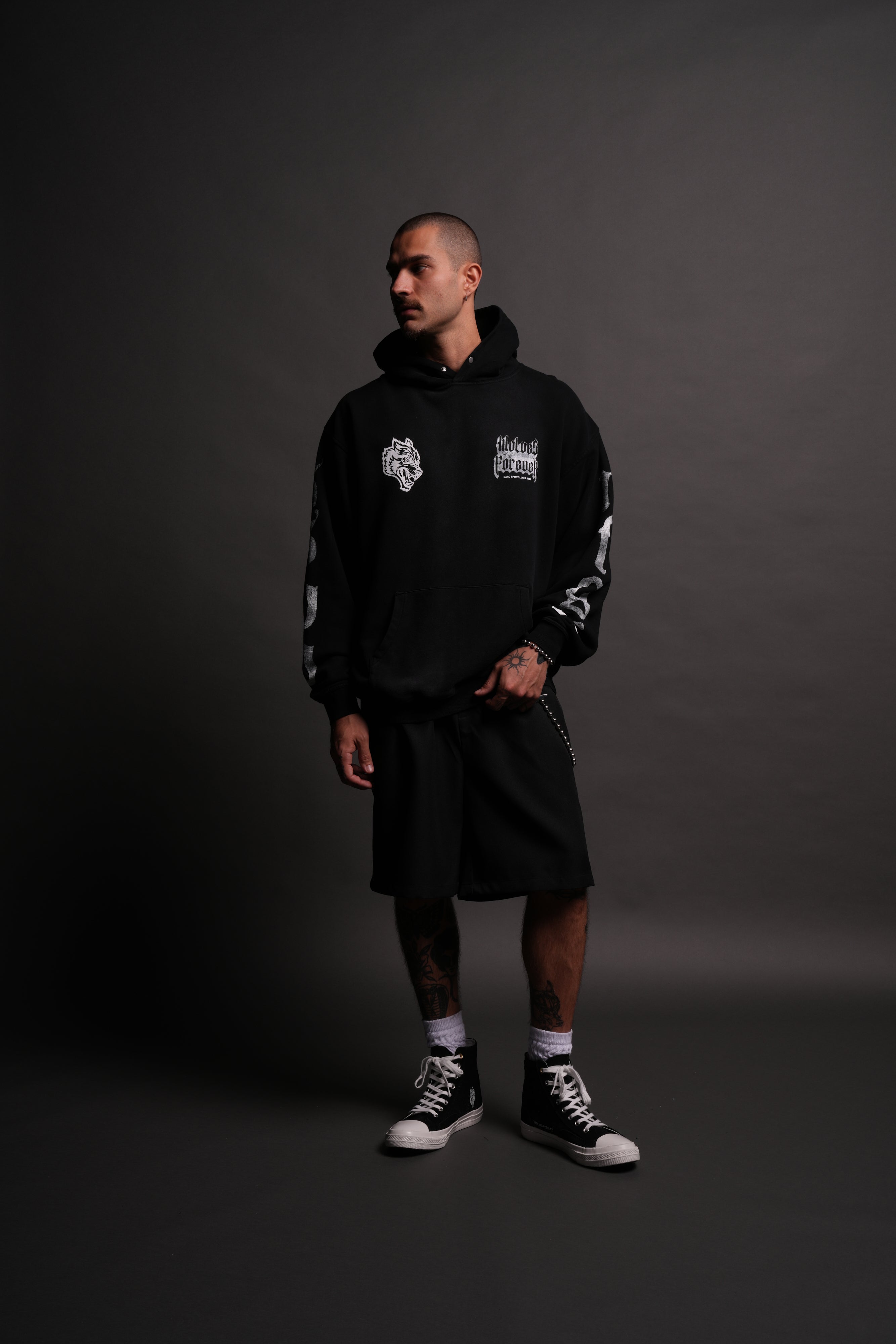 Death Wolf "Pierce" Hoodie in Black Spine Sun Fade