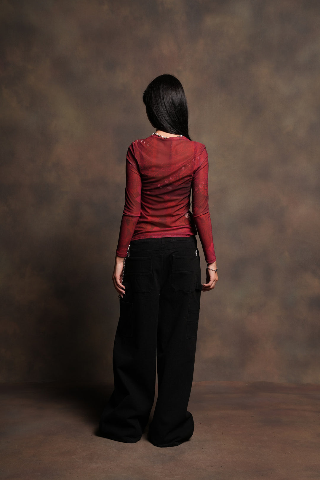 Devocion Eterna Shea Mesh Ls Top In Sacred Sorrow