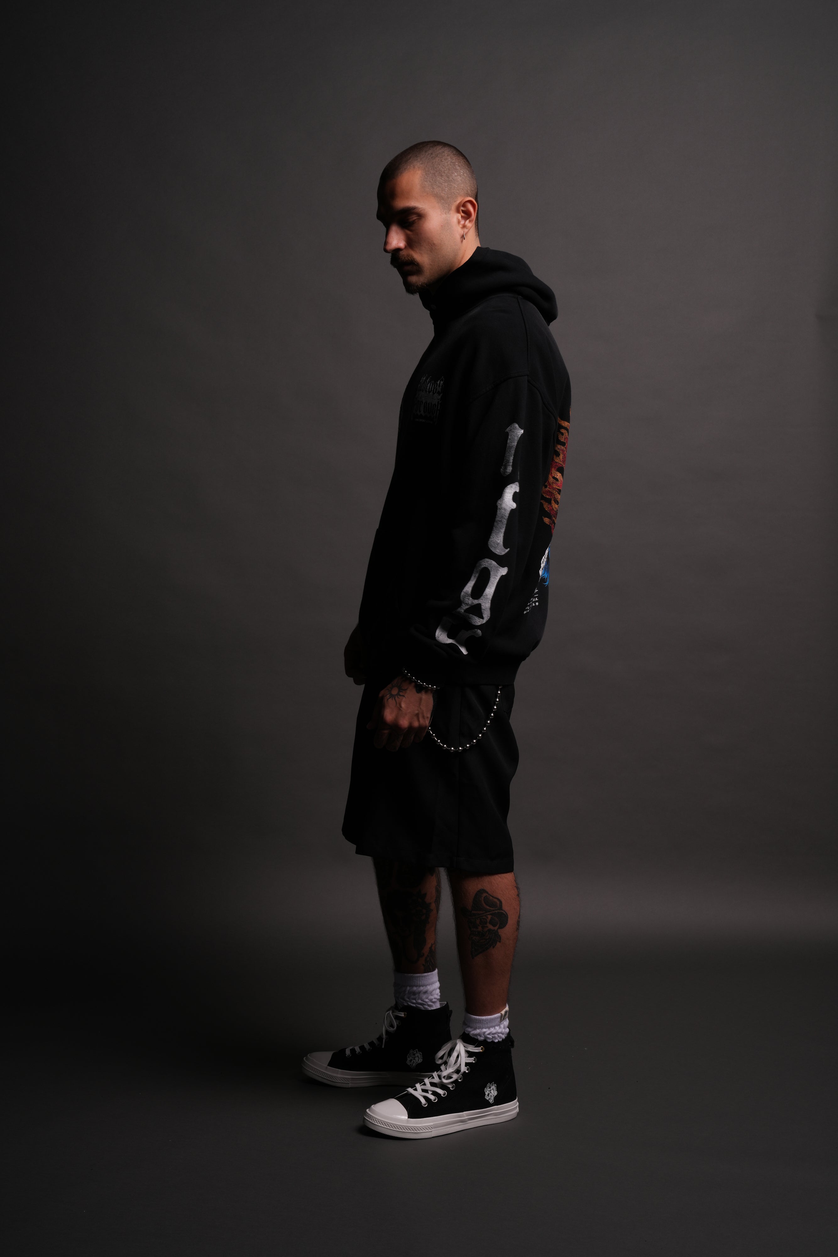 Death Wolf "Pierce" Hoodie in Black Spine Sun Fade