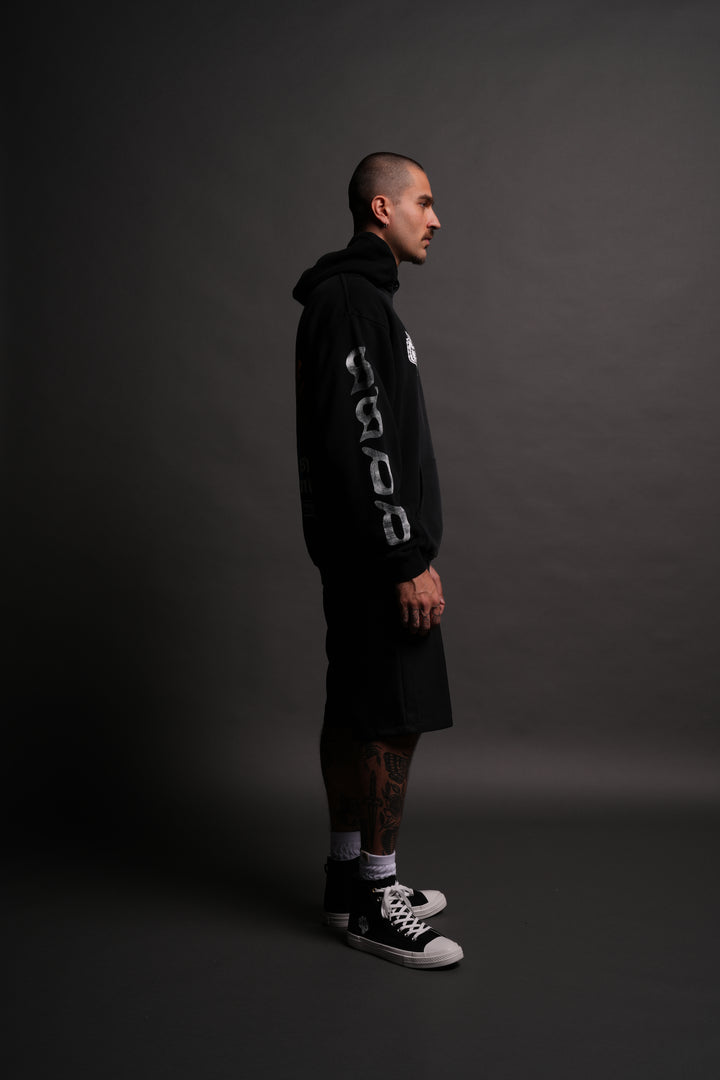 Death Wolf "Pierce" Hoodie in Black Spine Sun Fade