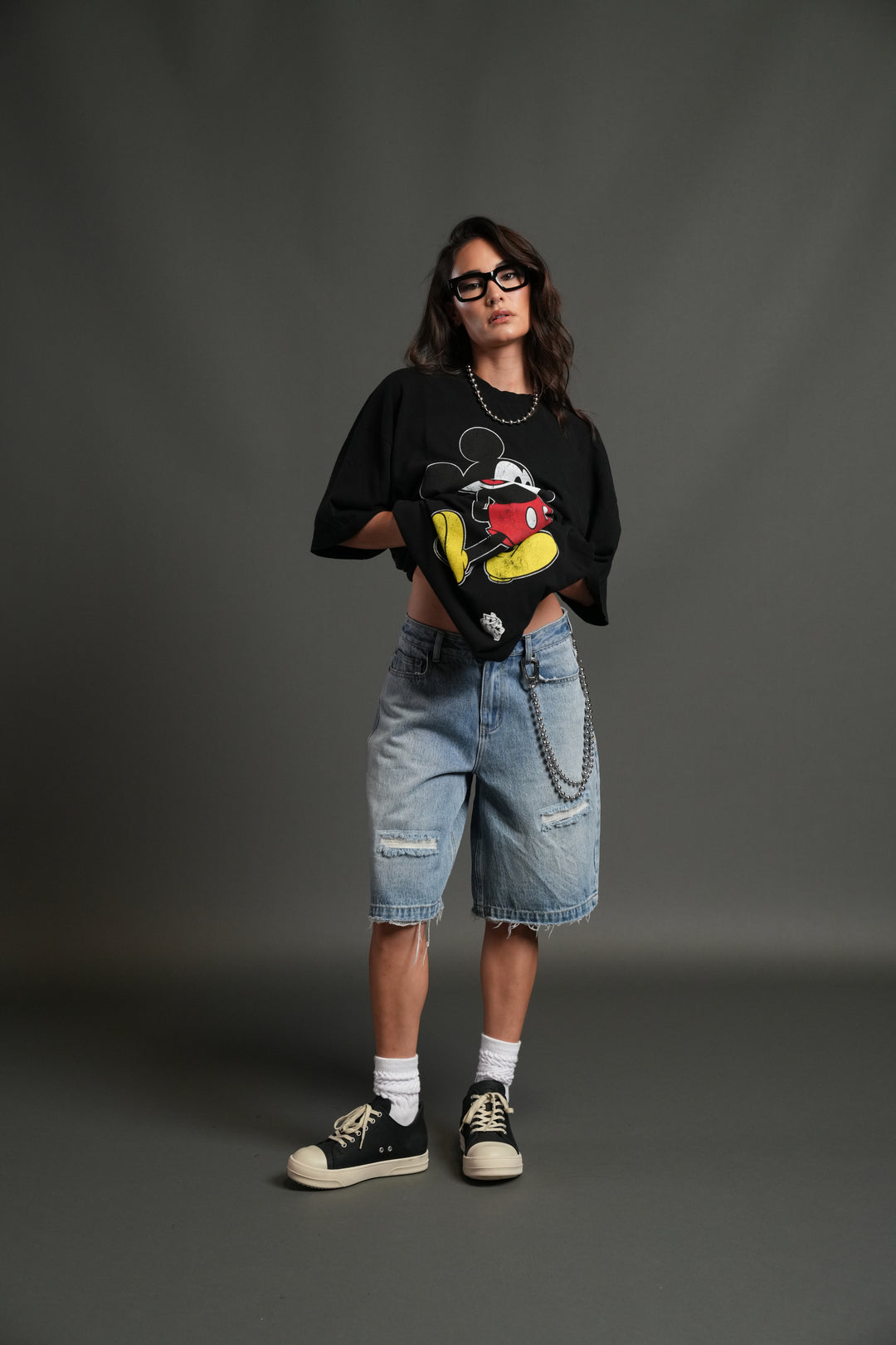 Mickey Mouse Premium Oversized Tee in Black