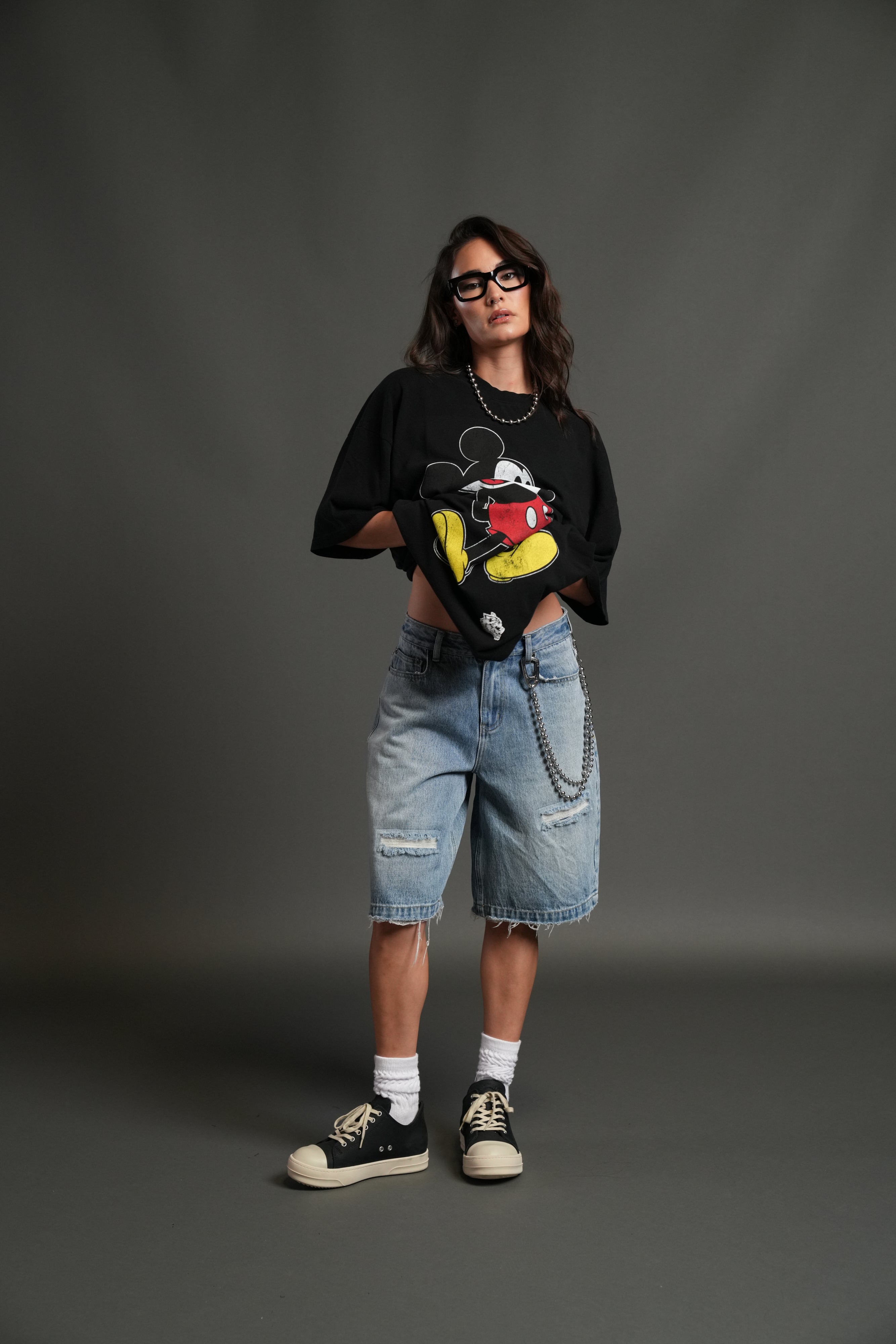 Mickey Mouse Premium Oversized Tee in Black