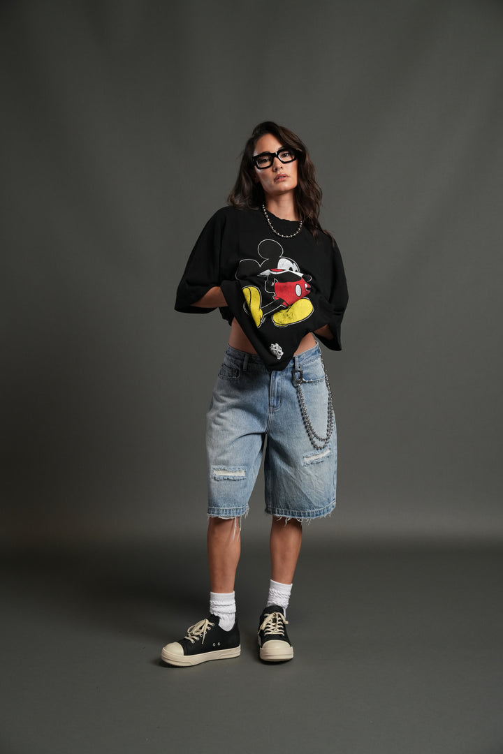 Mickey Mouse Premium Oversized Tee in Black